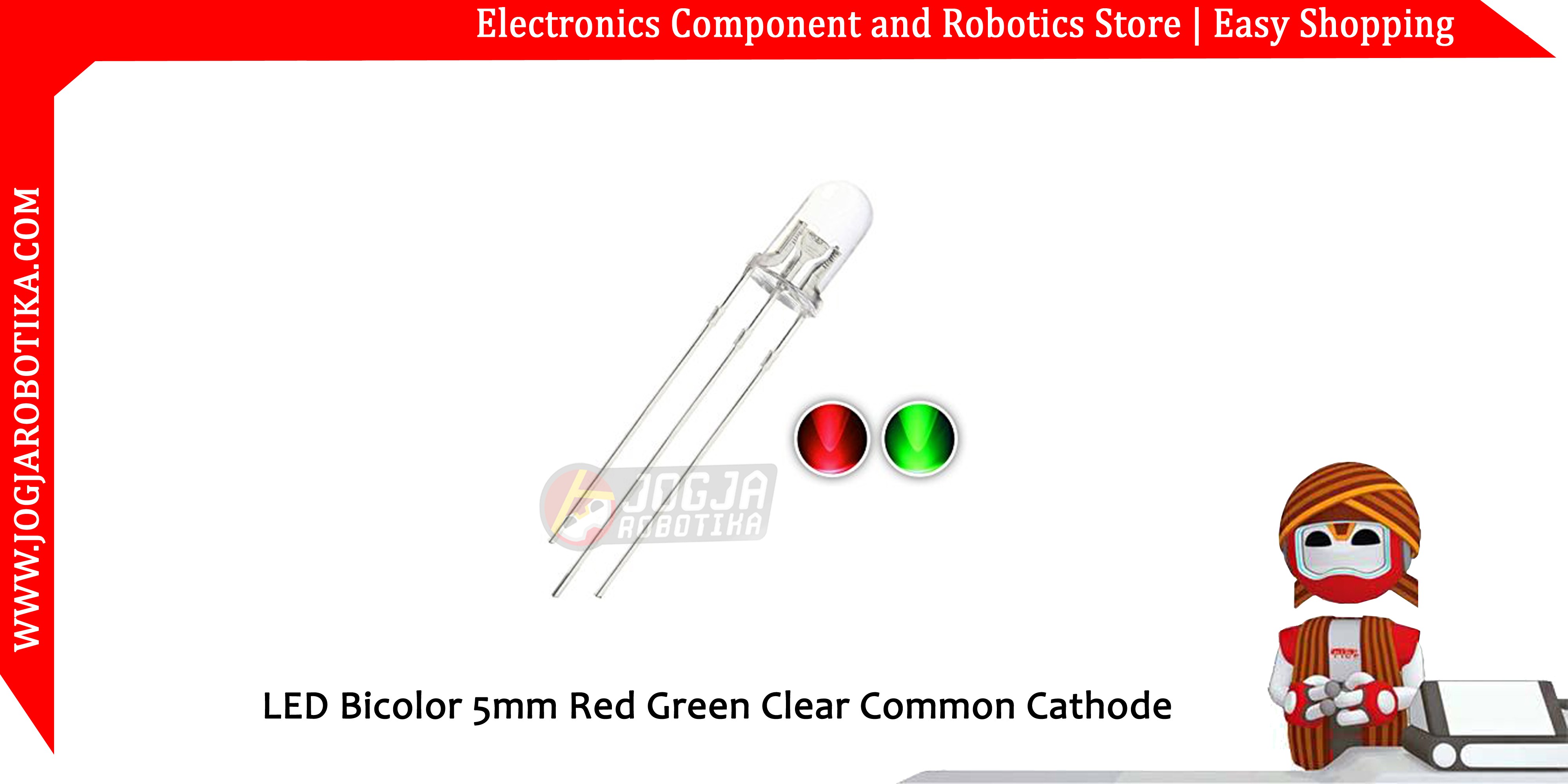 LED Bicolor 5mm Red Green Clear Common Cathode