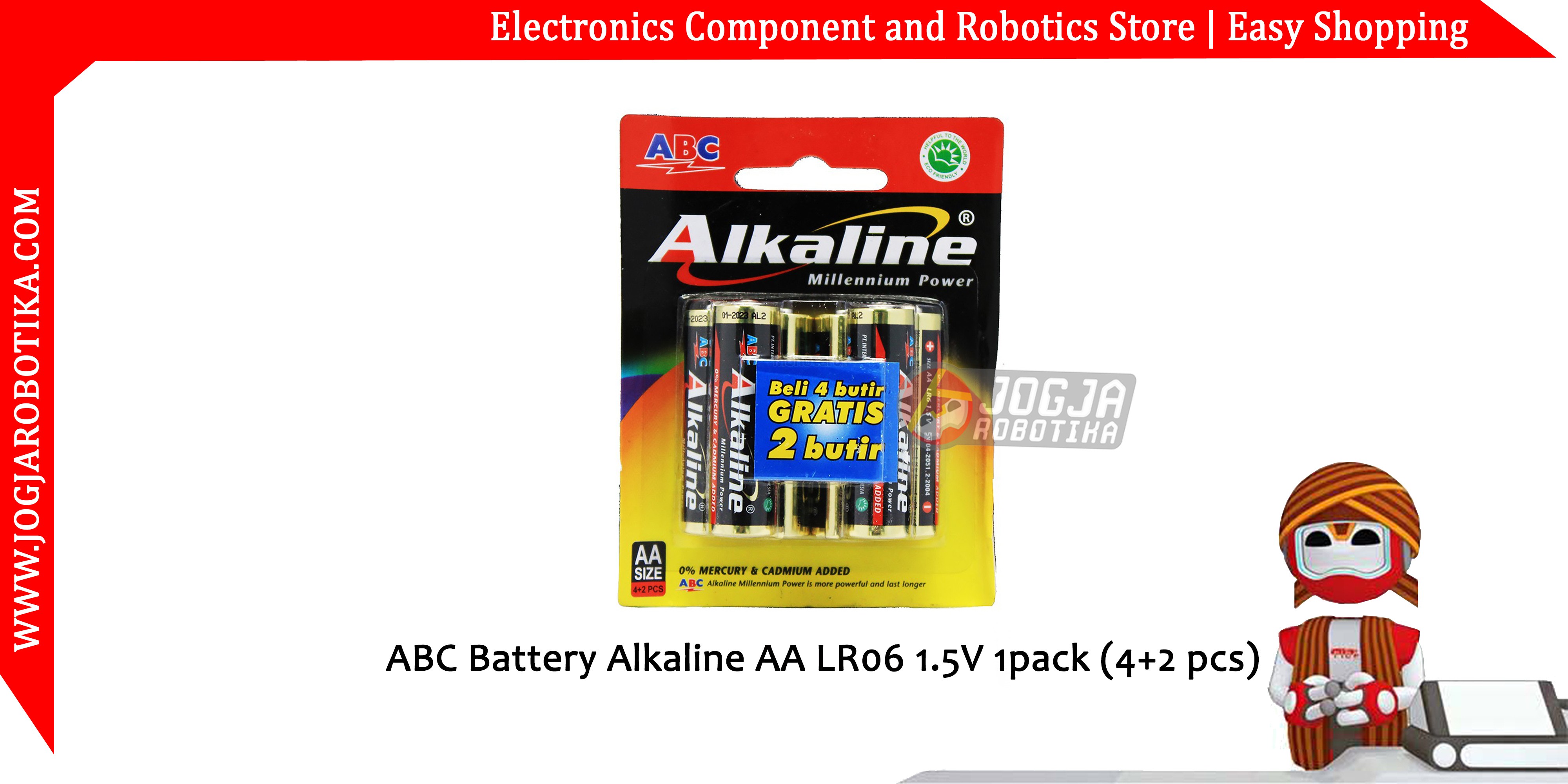 ABC Battery Alkaline AA LR6 1.5V 1pack (4+2 pcs)