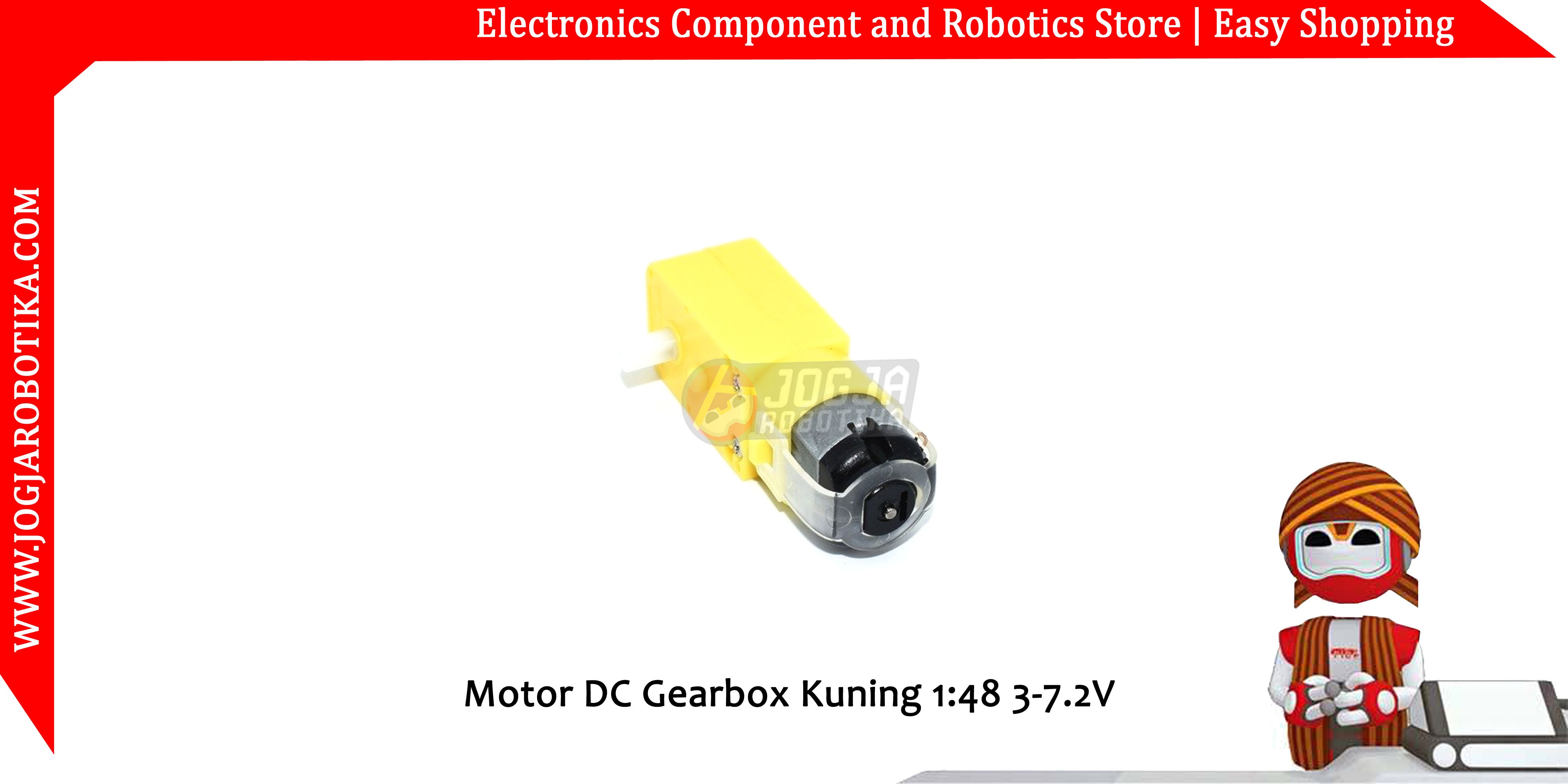 Motor DC Gearbox Kuning 1:48 3-7.2V