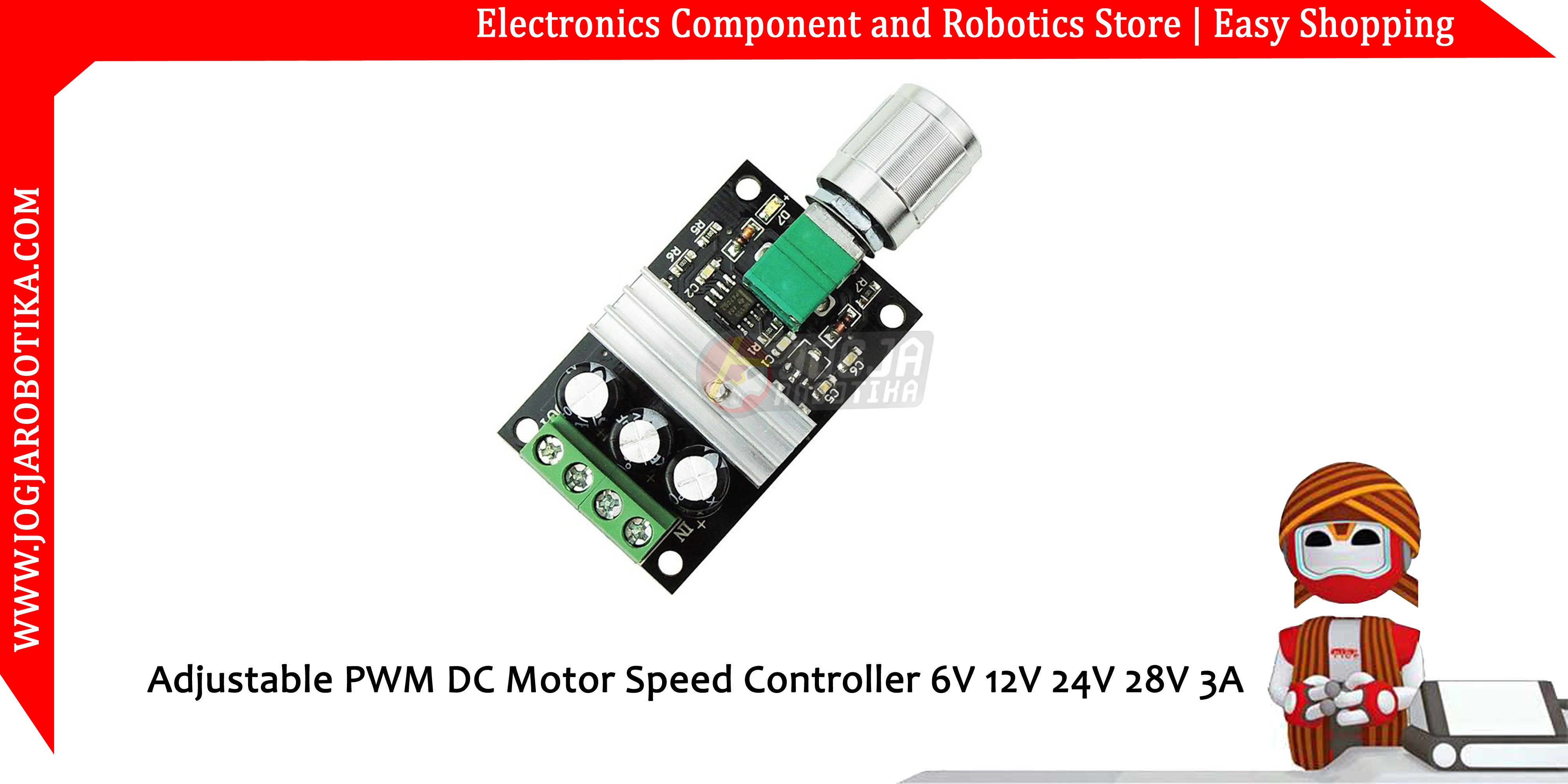 Adjustable PWM DC Motor Speed Controller 6V 12V 24V 28V 3A
