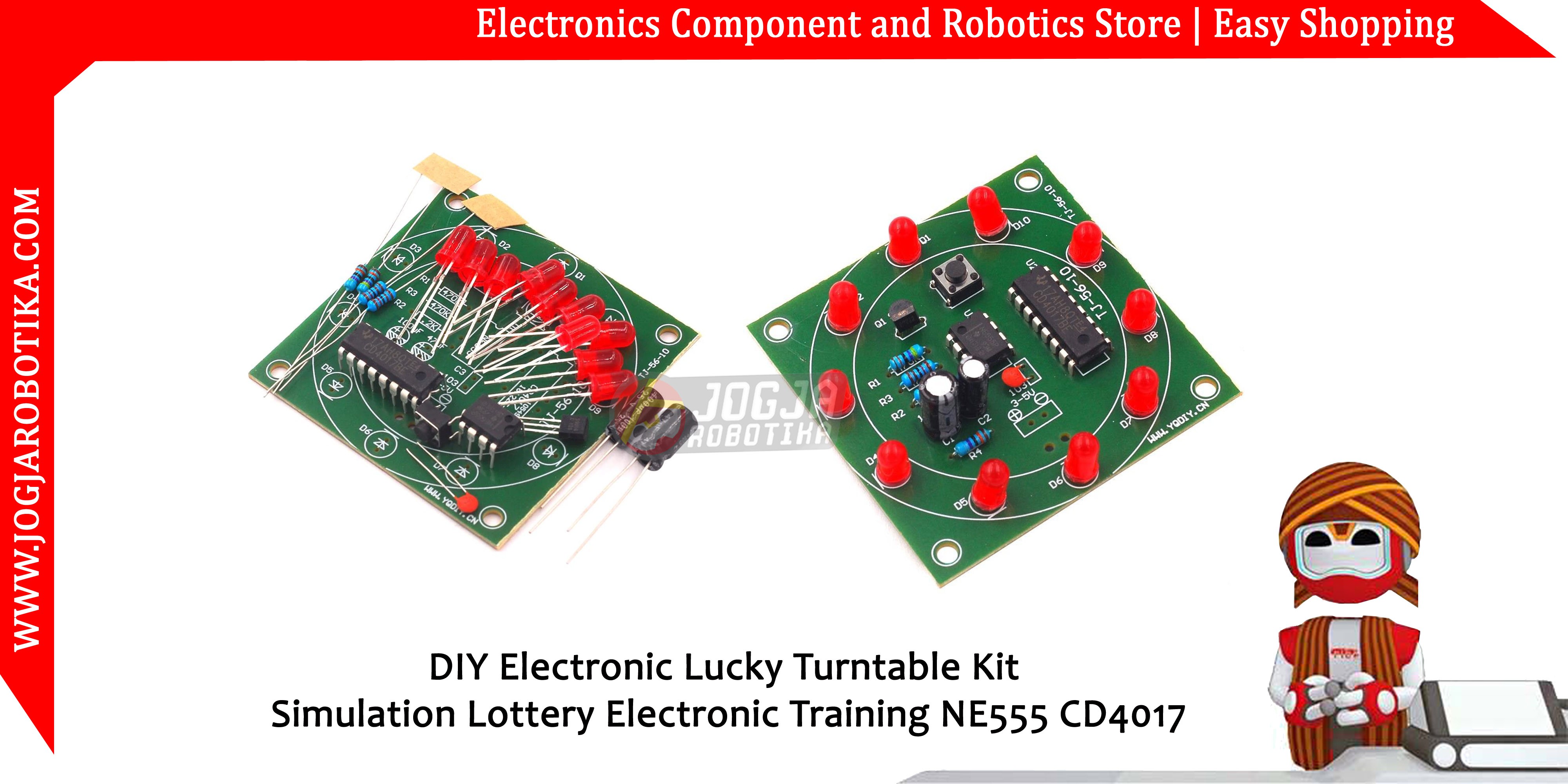 DIY Electronic Lucky Turntable Kit Simulation Lottery Electronic Training NE555 CD4017