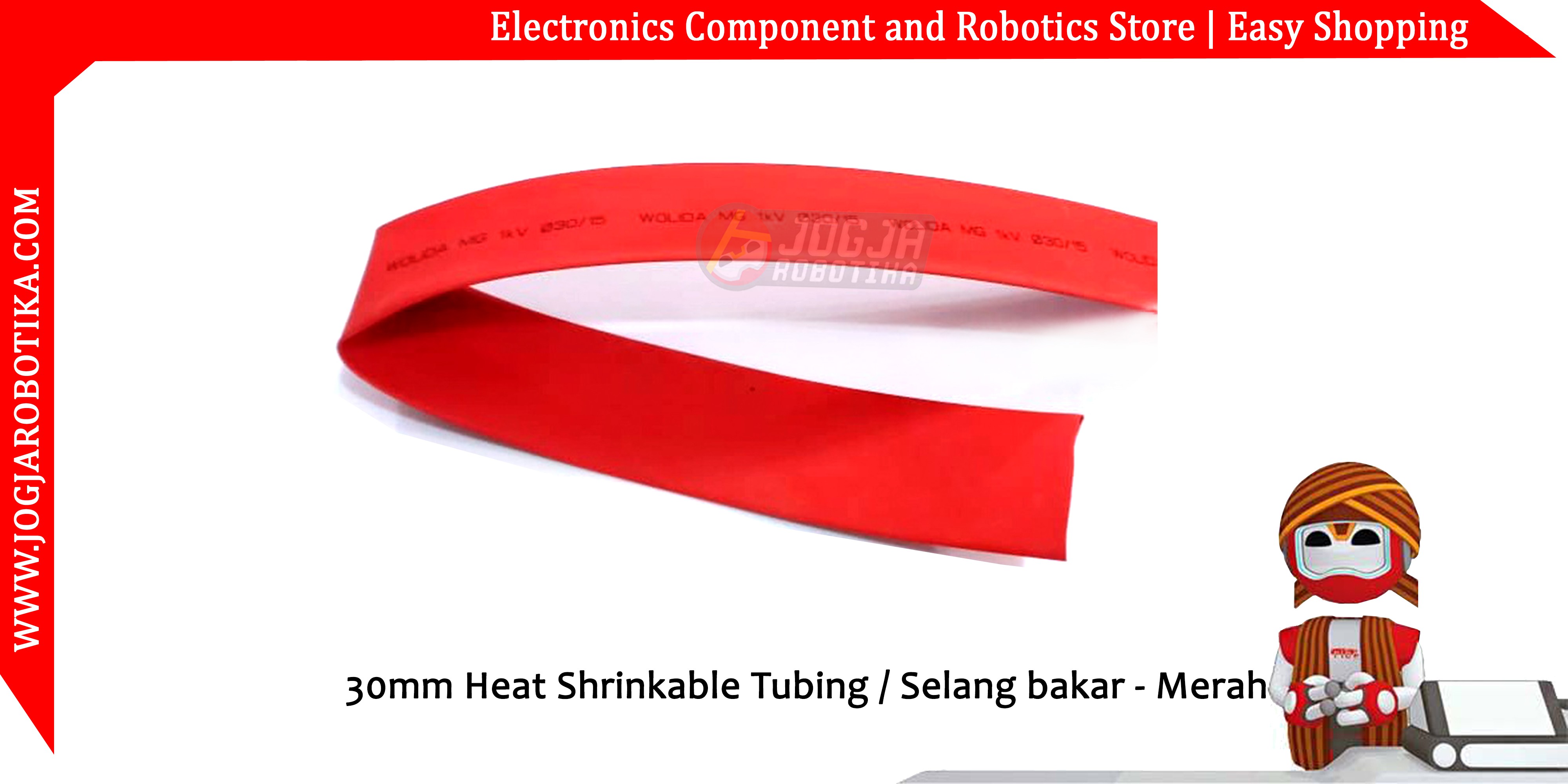 30mm Heat Shrinkable Tubing / Selang bakar - Merah