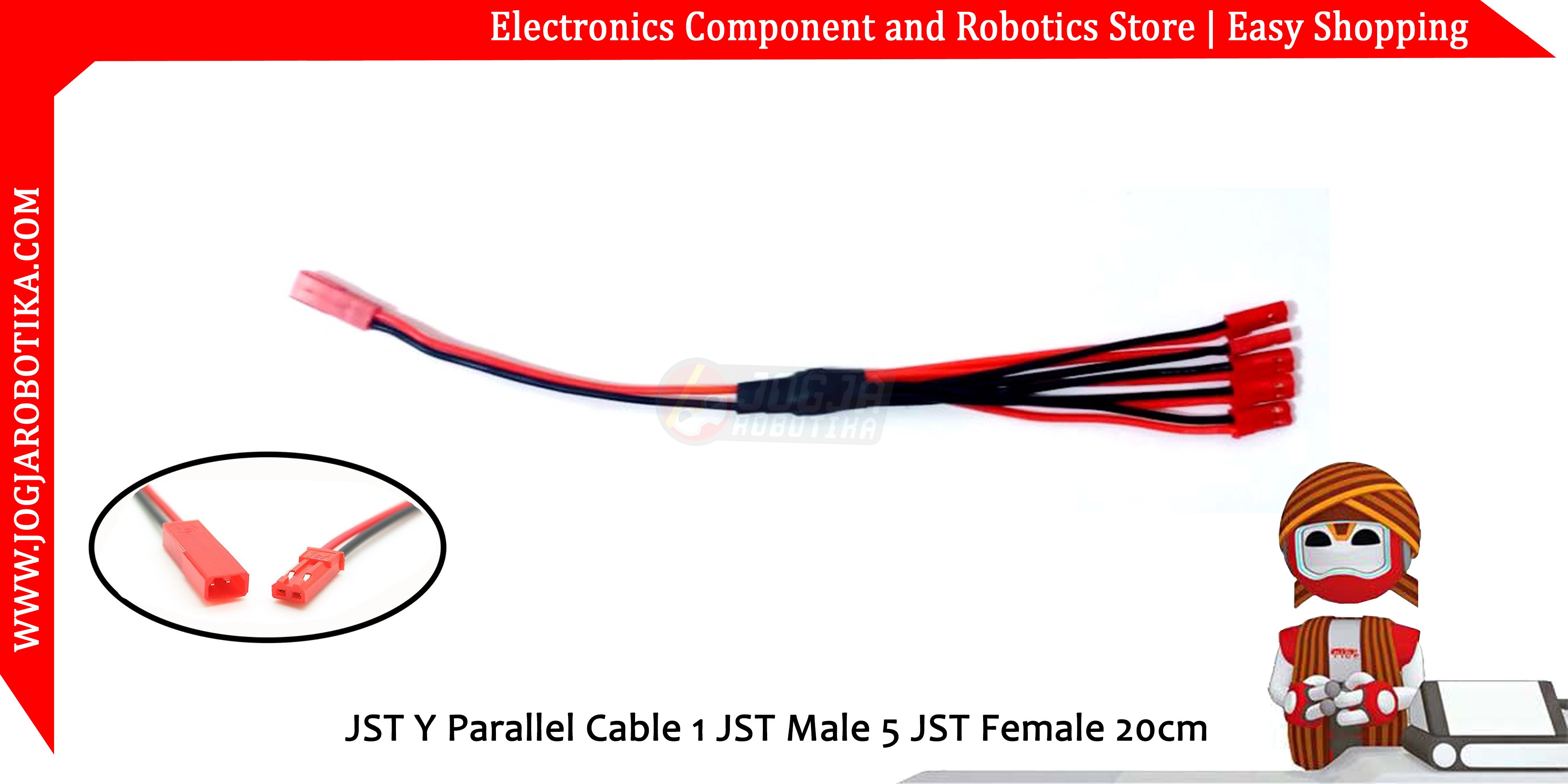 JST Y Parallel Cable 1 JST Male 5 JST Female 20cm