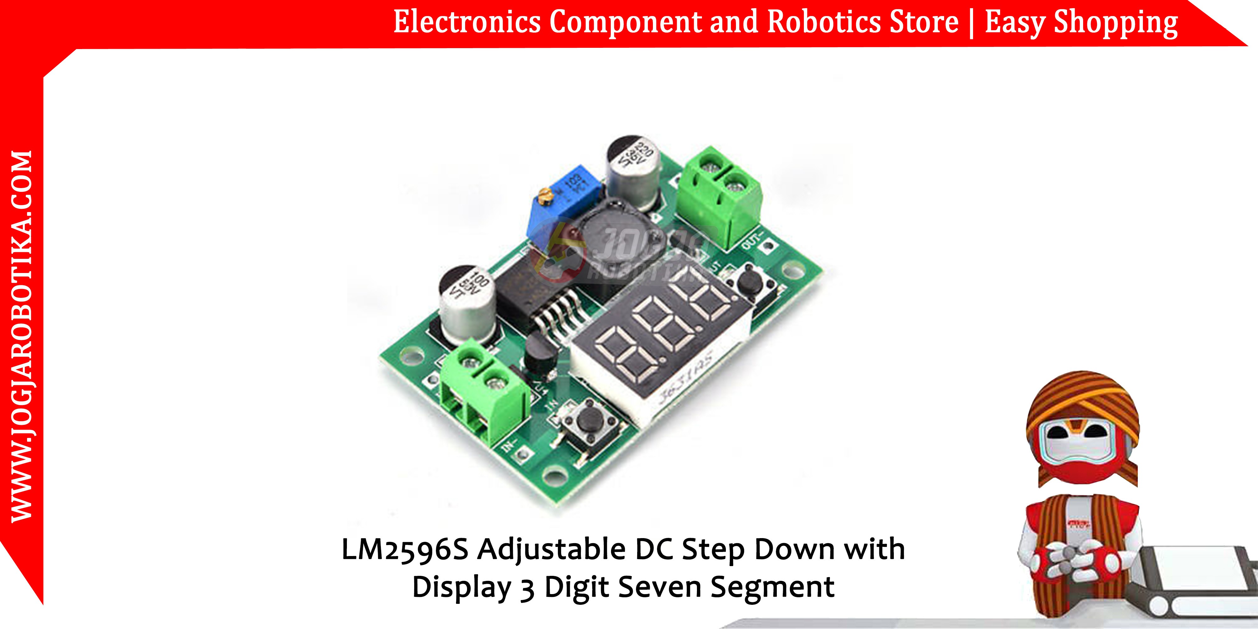 LM2596S Adjustable DC Step Down with Display 3 Digit Seven Segment