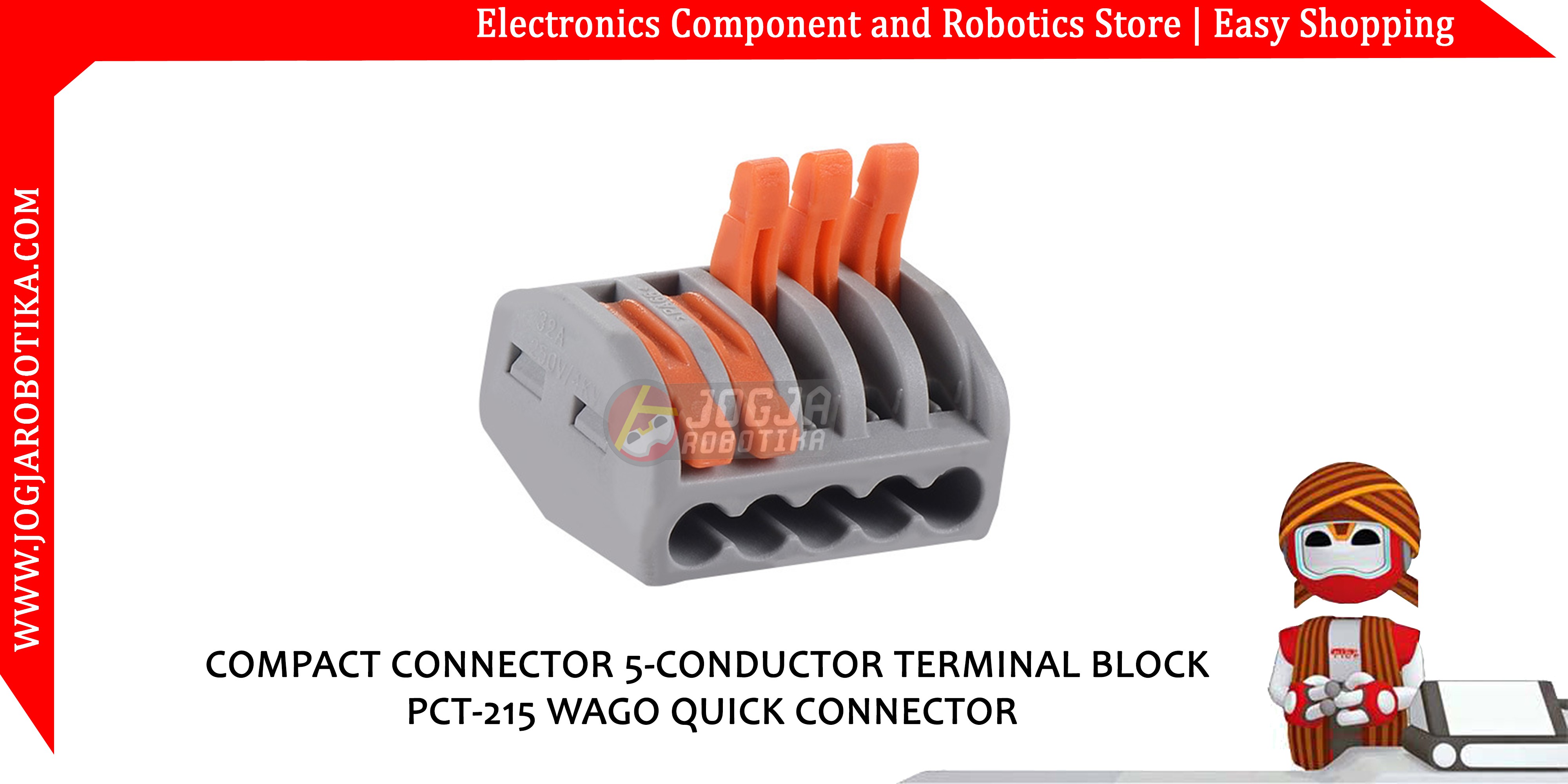 COMPACT CONNECTOR 5-CONDUCTOR TERMINAL BLOCK PCT-215 WAGO QUICK CONNECTOR