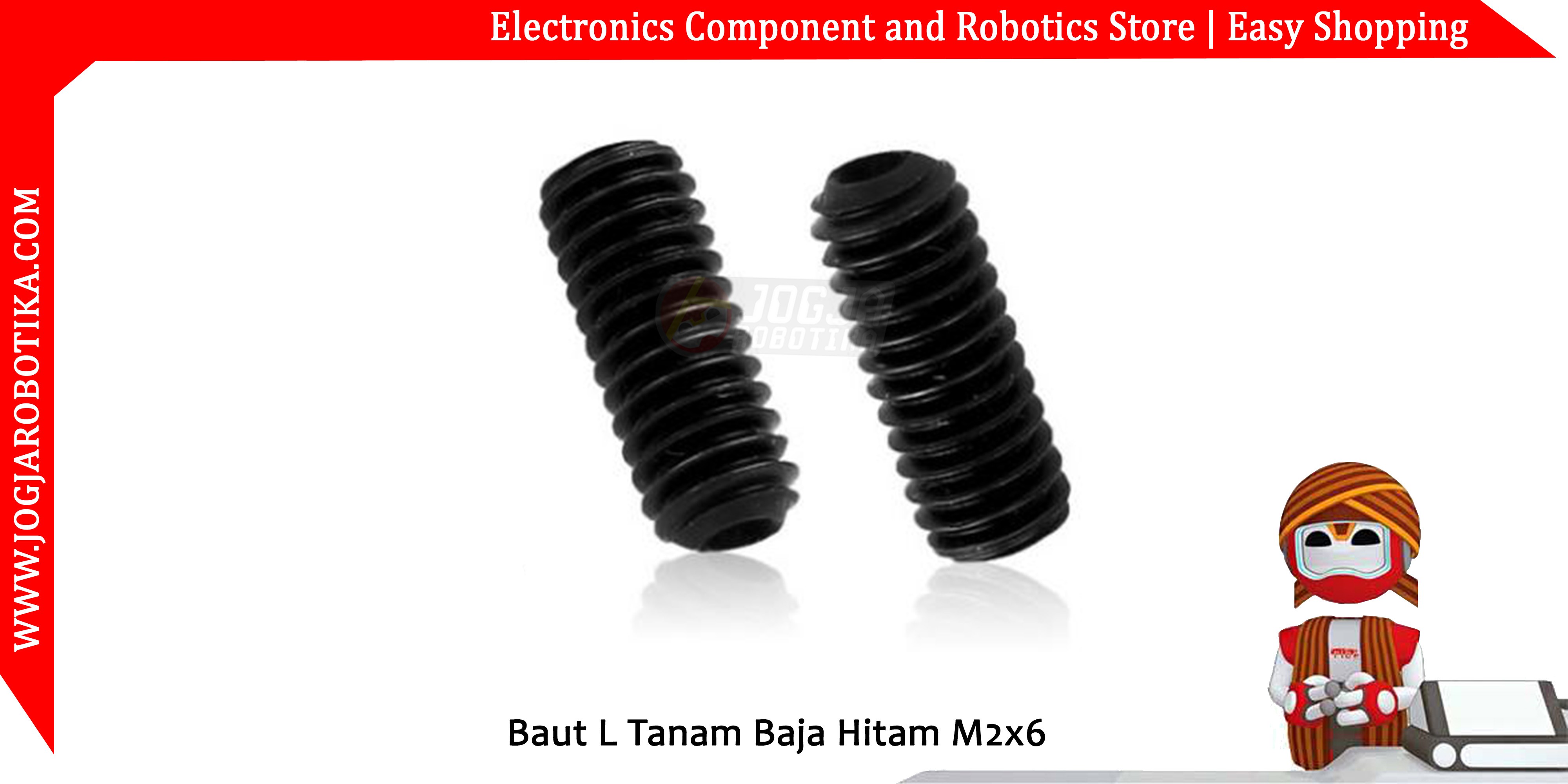 Baut L Tanam Baja Hitam M2x6