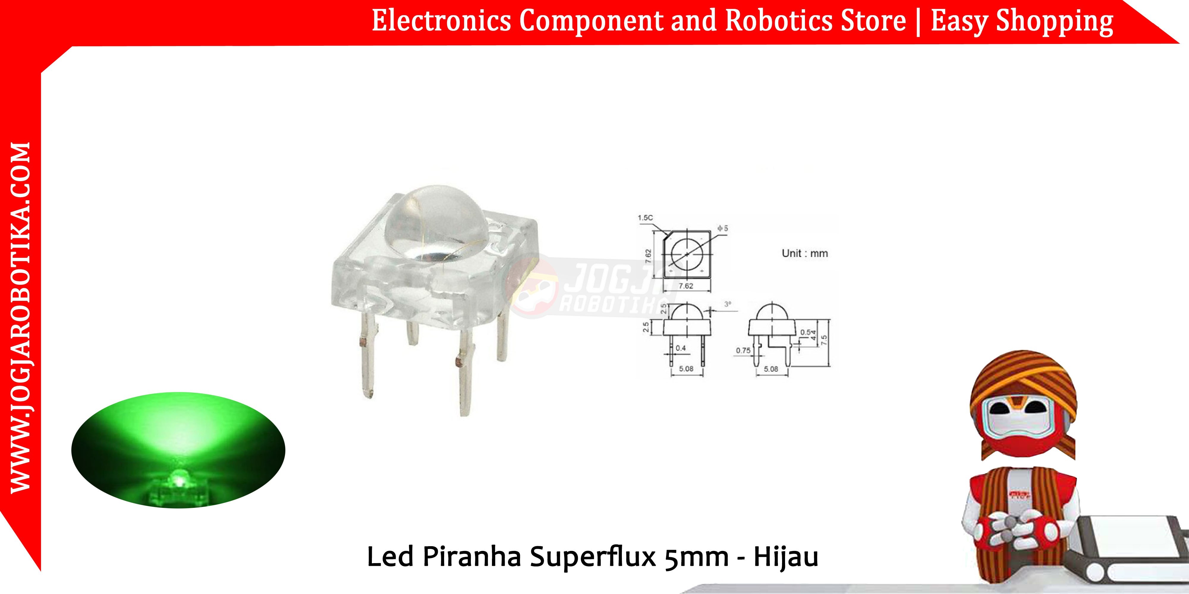 Led Piranha Superflux 5mm - Hijau