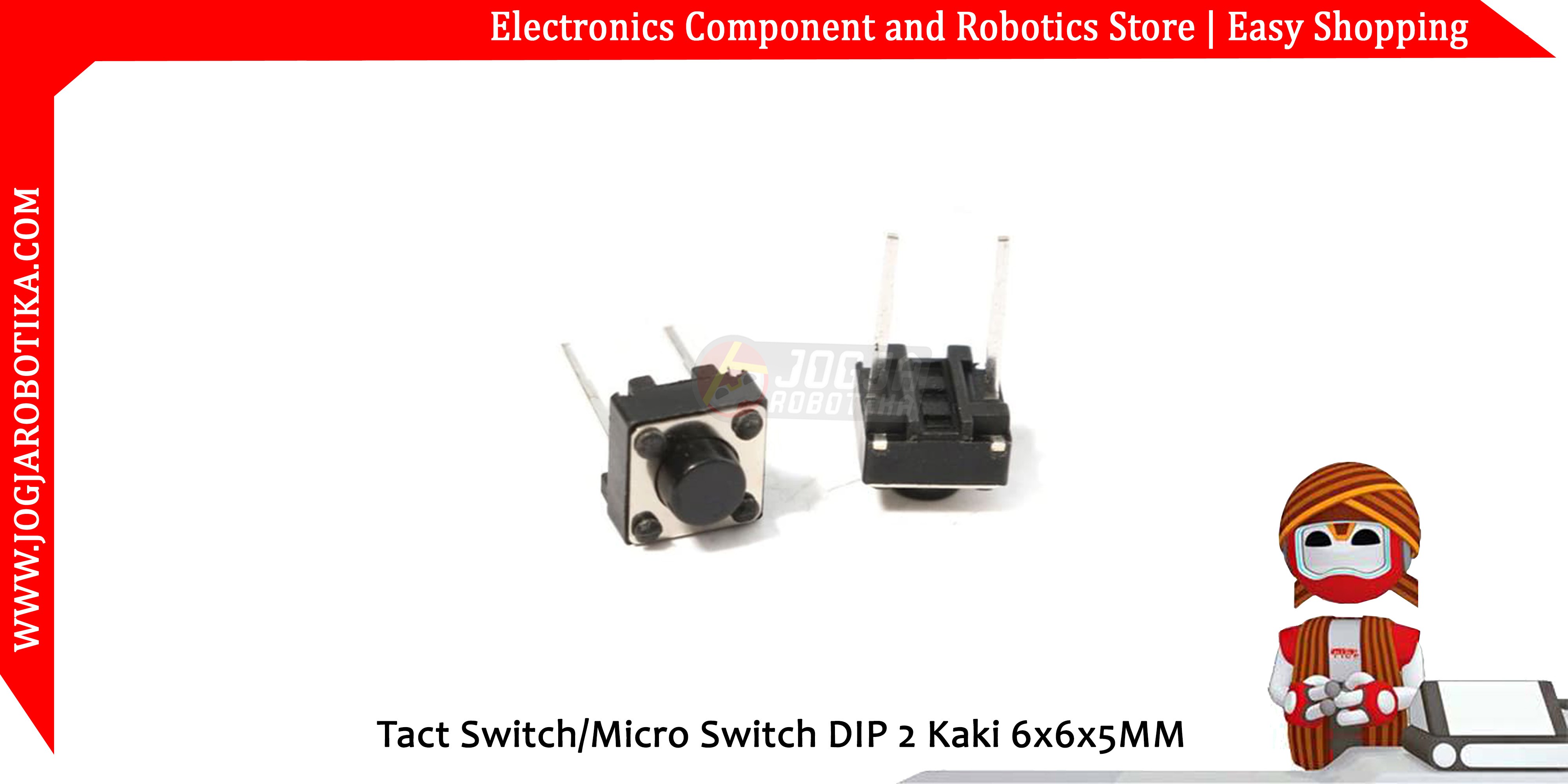 Tact Switch/Micro Switch DIP 2 Kaki 6x6x5MM