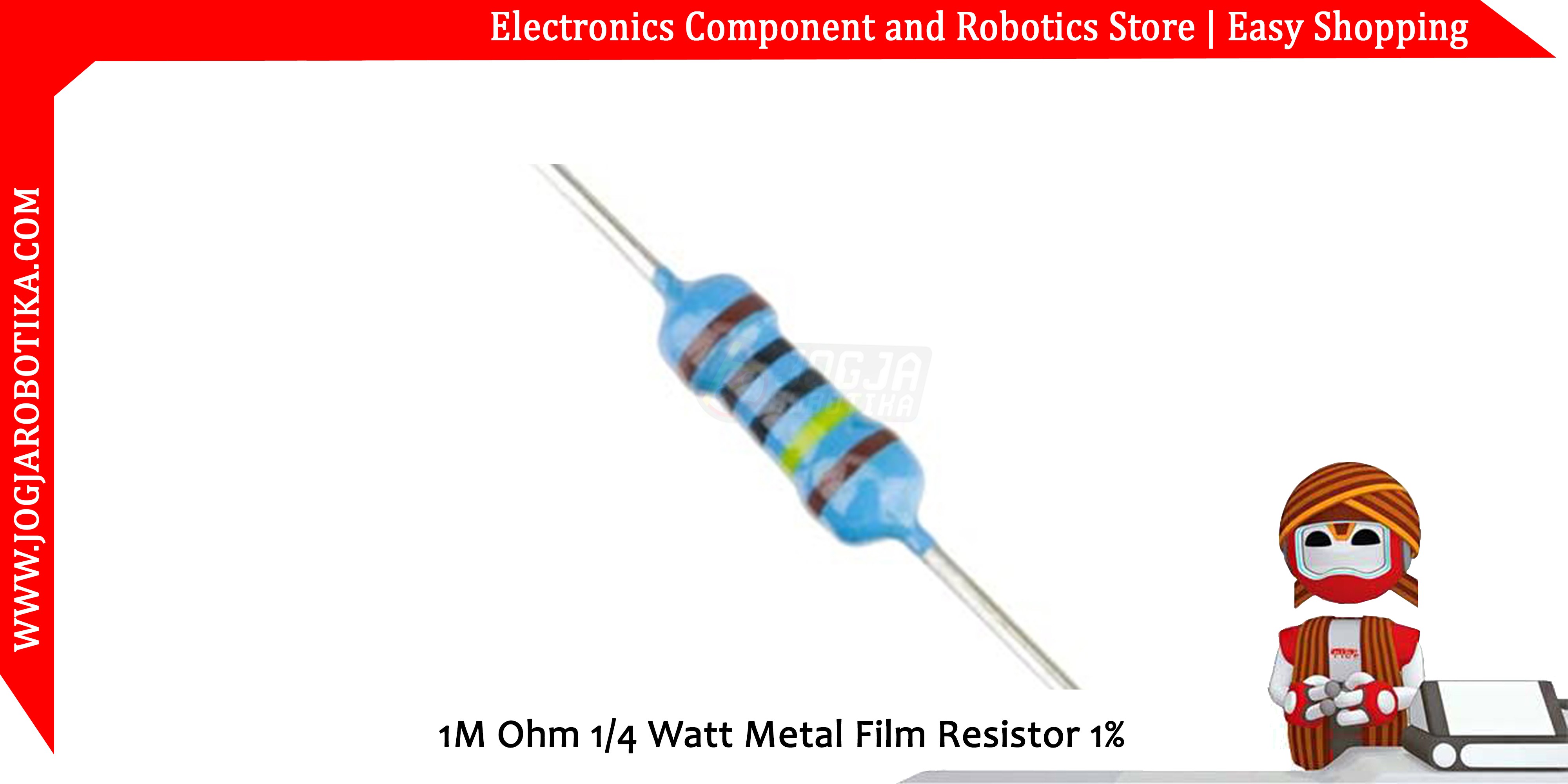 1M Ohm 1/4 Watt  Metal Film Resistor 1%