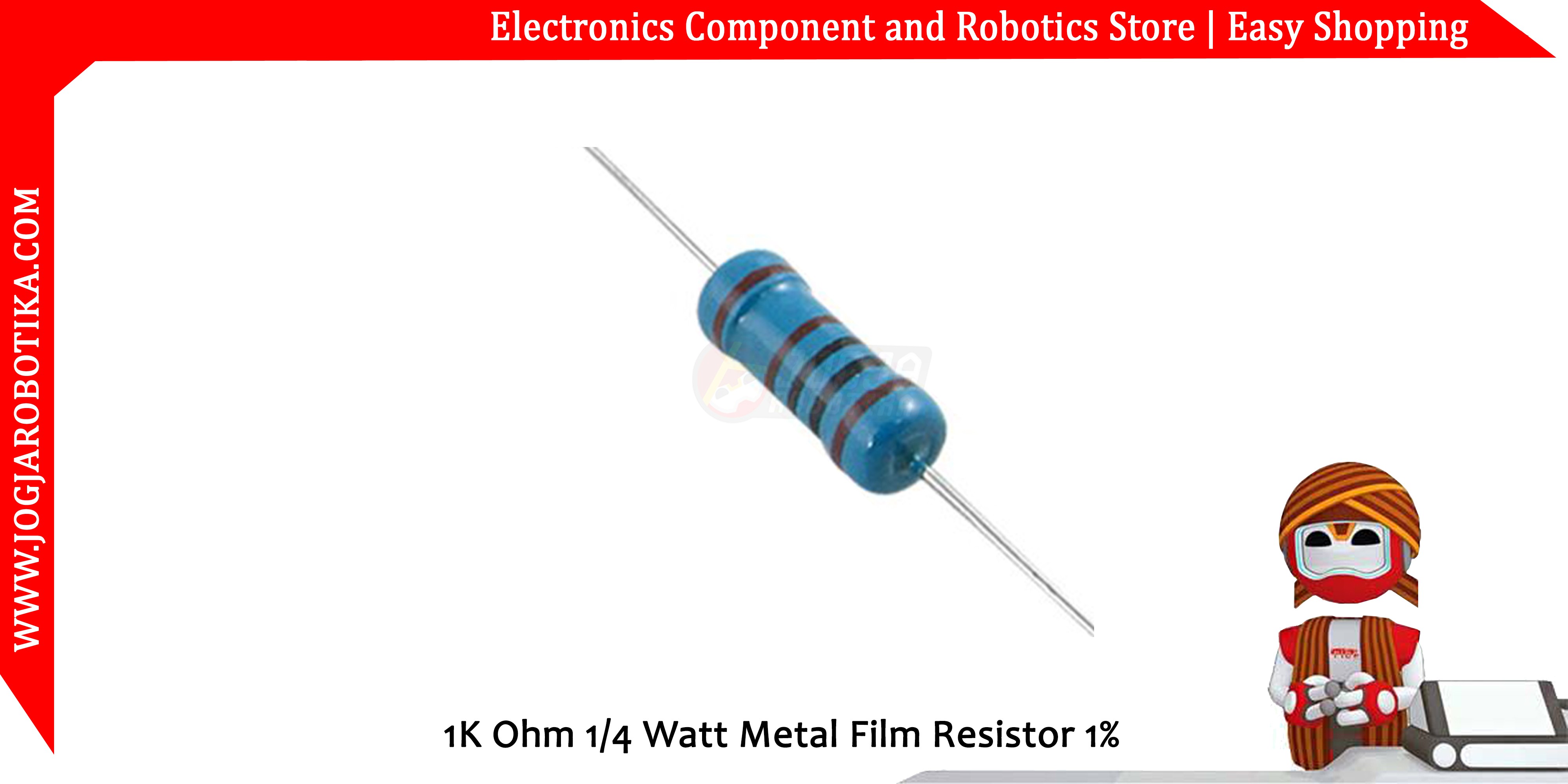 1K Ohm 1/4 Watt  Metal Film Resistor 1%