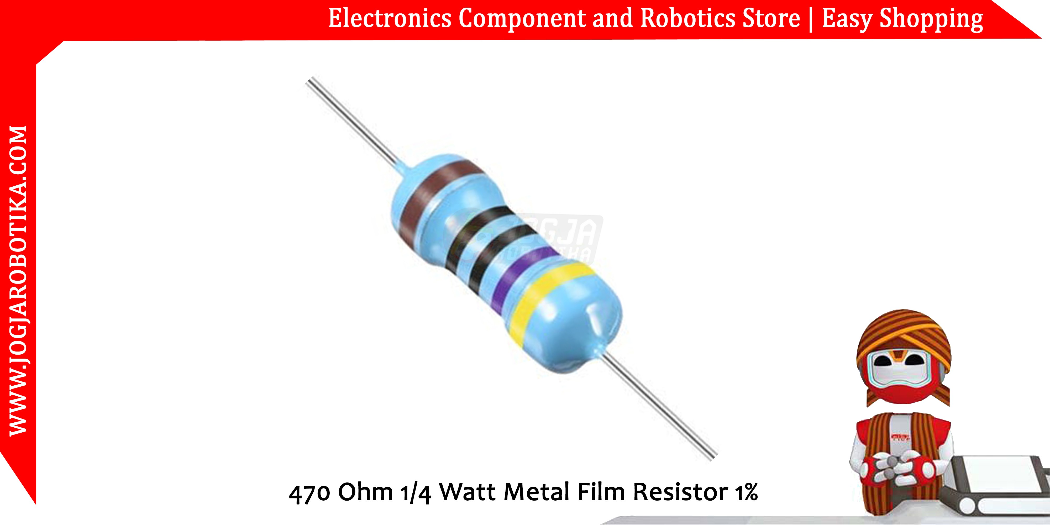 470 Ohm 1/4 Watt  Metal Film Resistor 1%