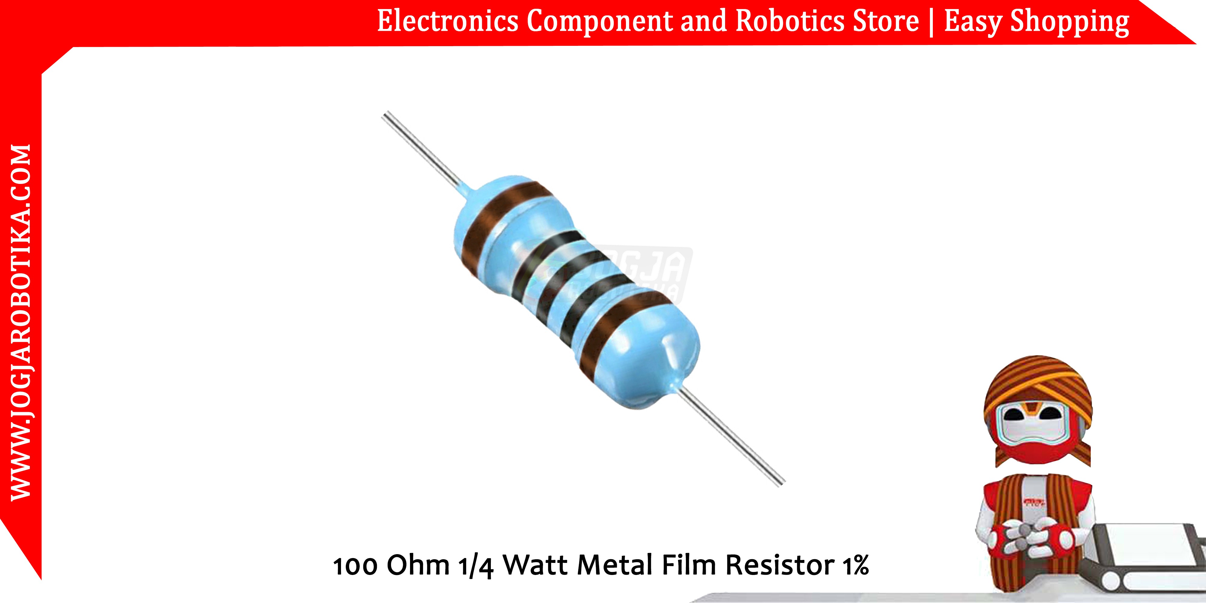 100 Ohm 1/4 Watt  Metal Film Resistor 1%