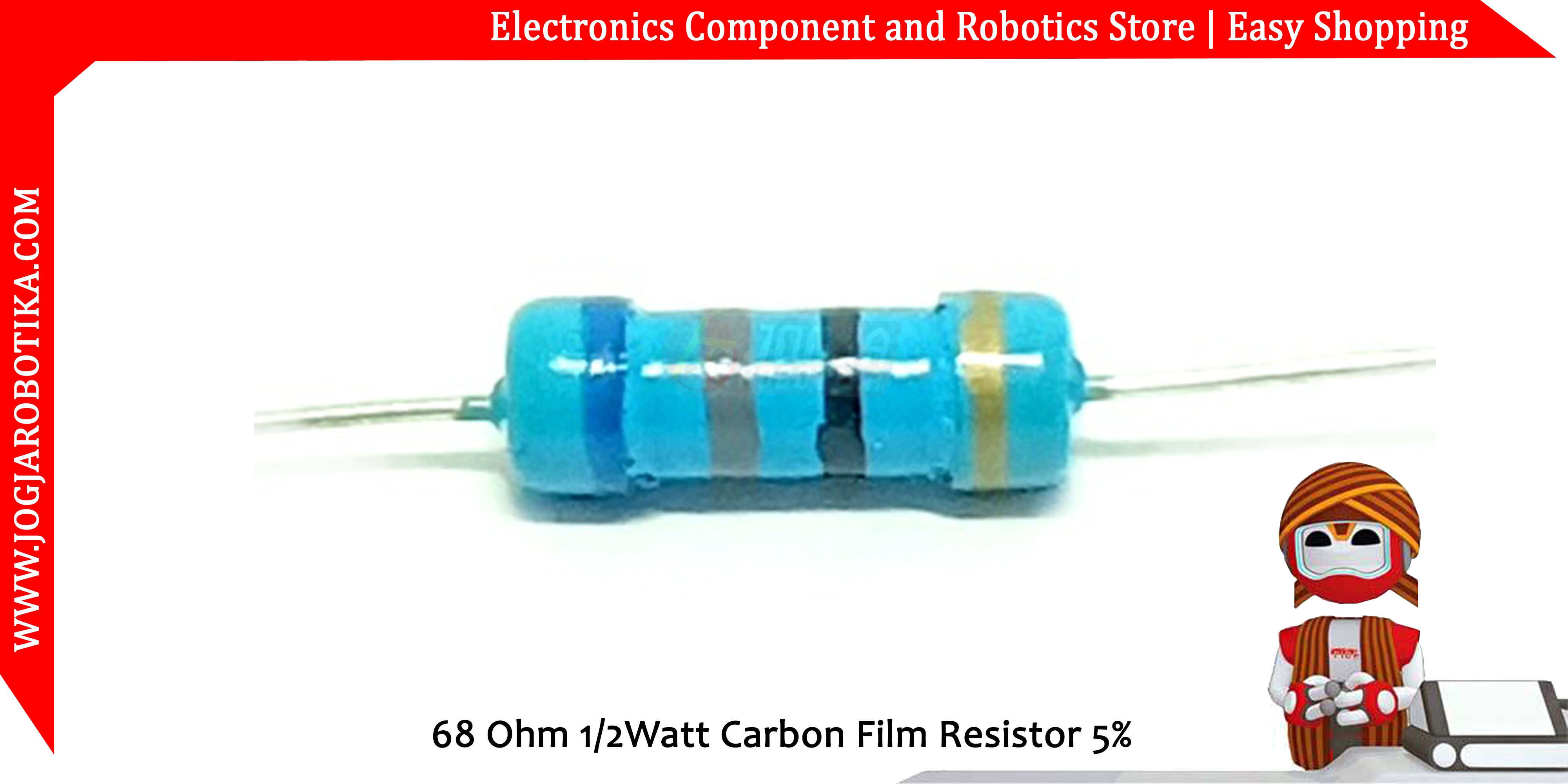 68 Ohm 1/2Watt Carbon Film Resistor