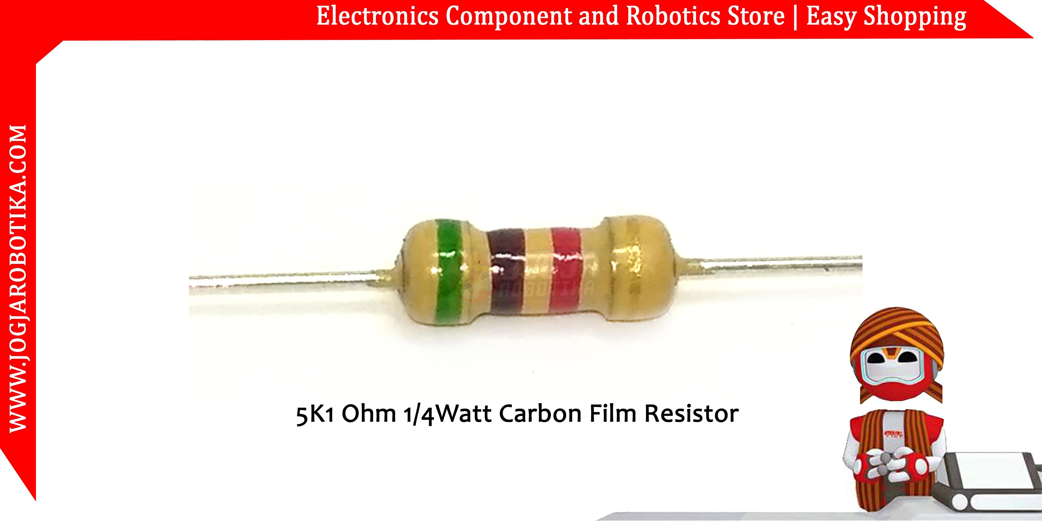 5K1 Ohm 1/4Watt Carbon Film Resistor