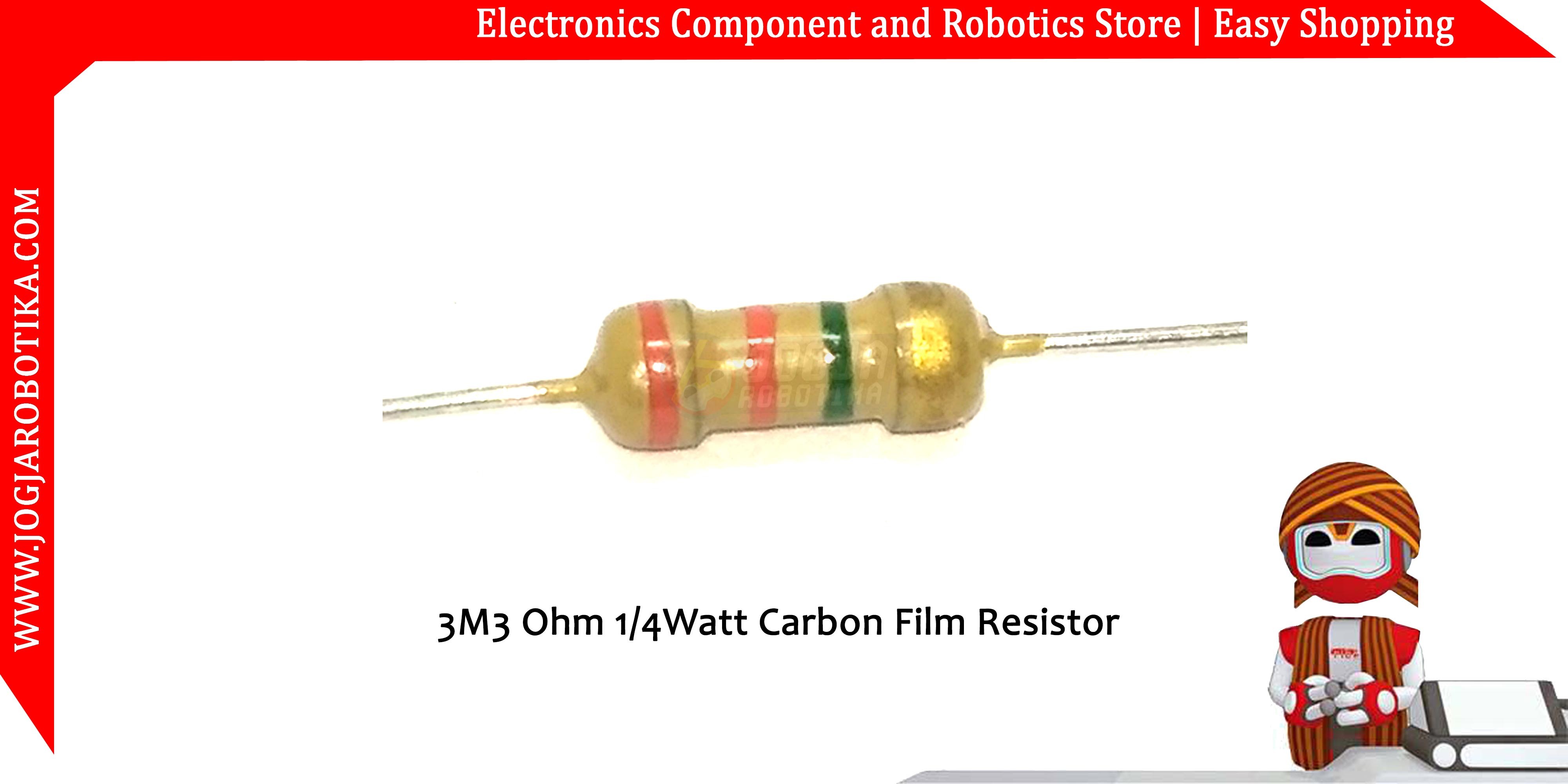 3M3 Ohm 1/4Watt Carbon Film Resistor