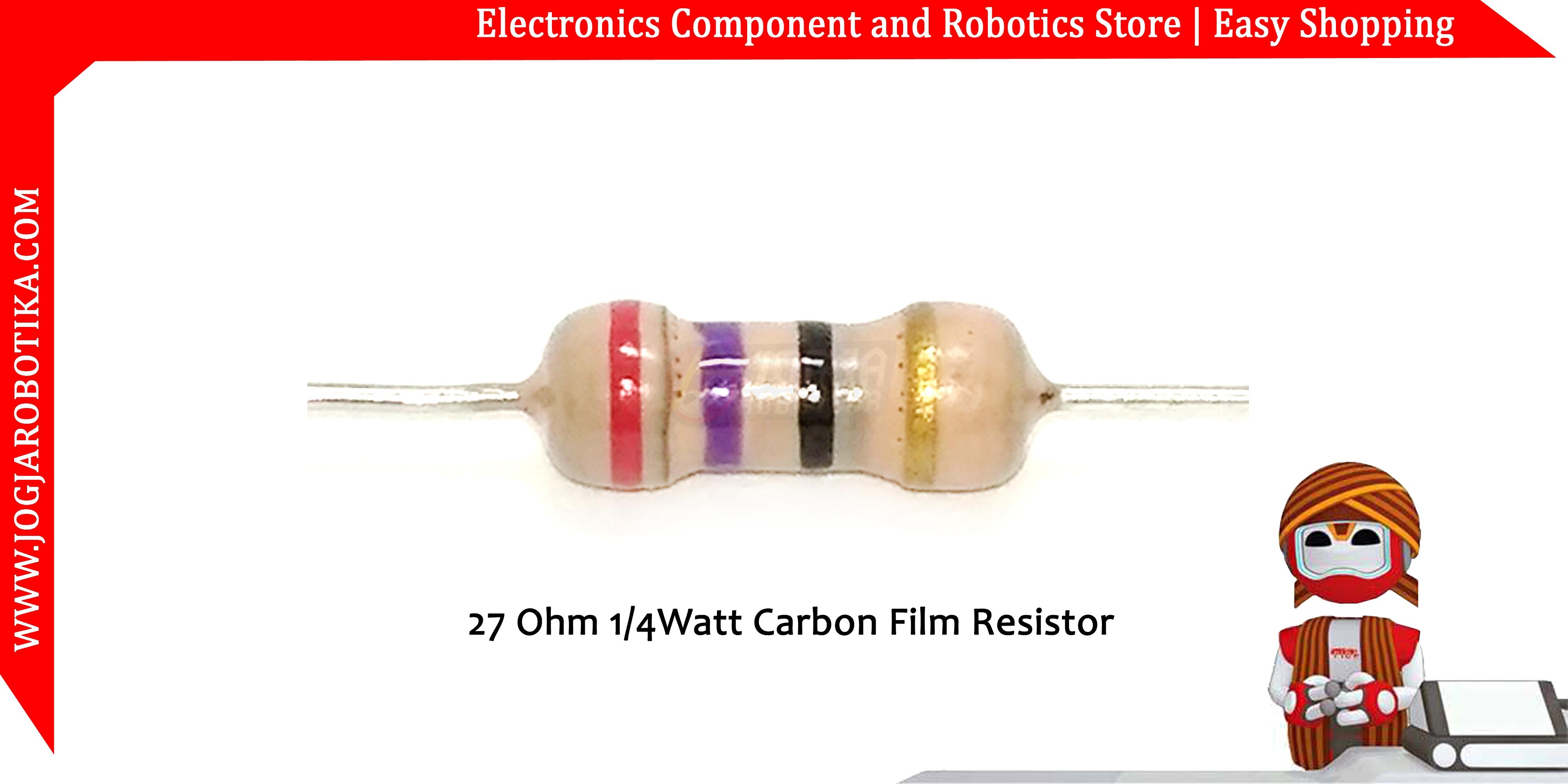 27 Ohm 1/4Watt Carbon Film Resistor