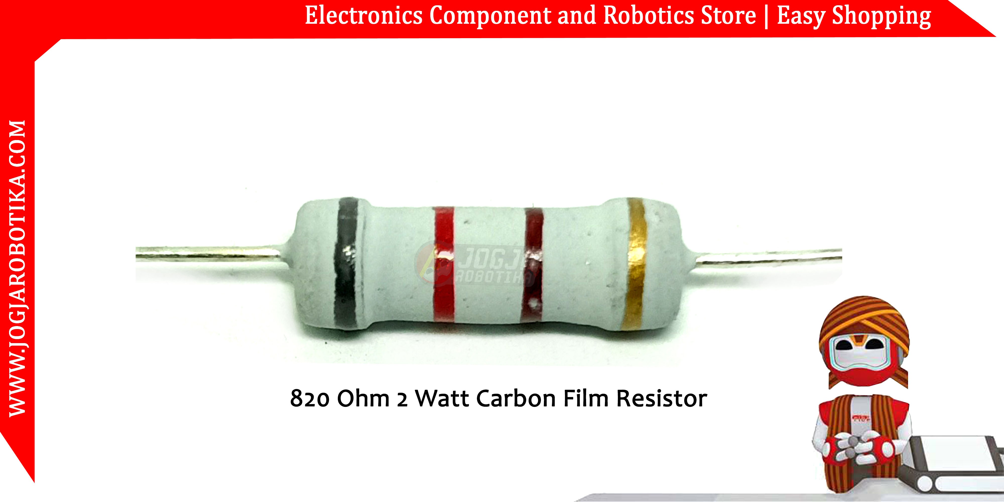 820 Ohm 2 Watt Carbon Film Resistor