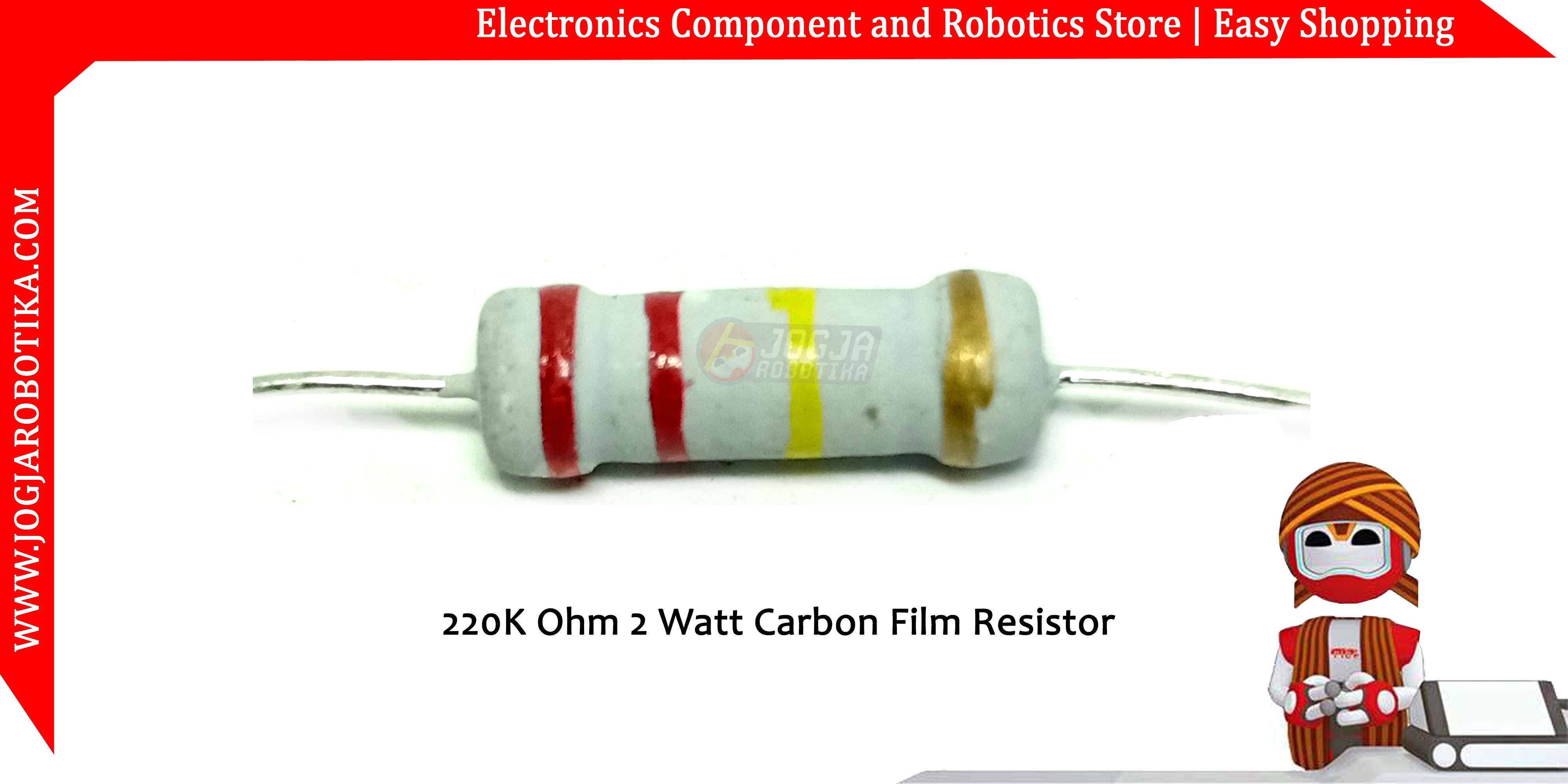 220K Ohm 2 Watt Carbon Film Resistor