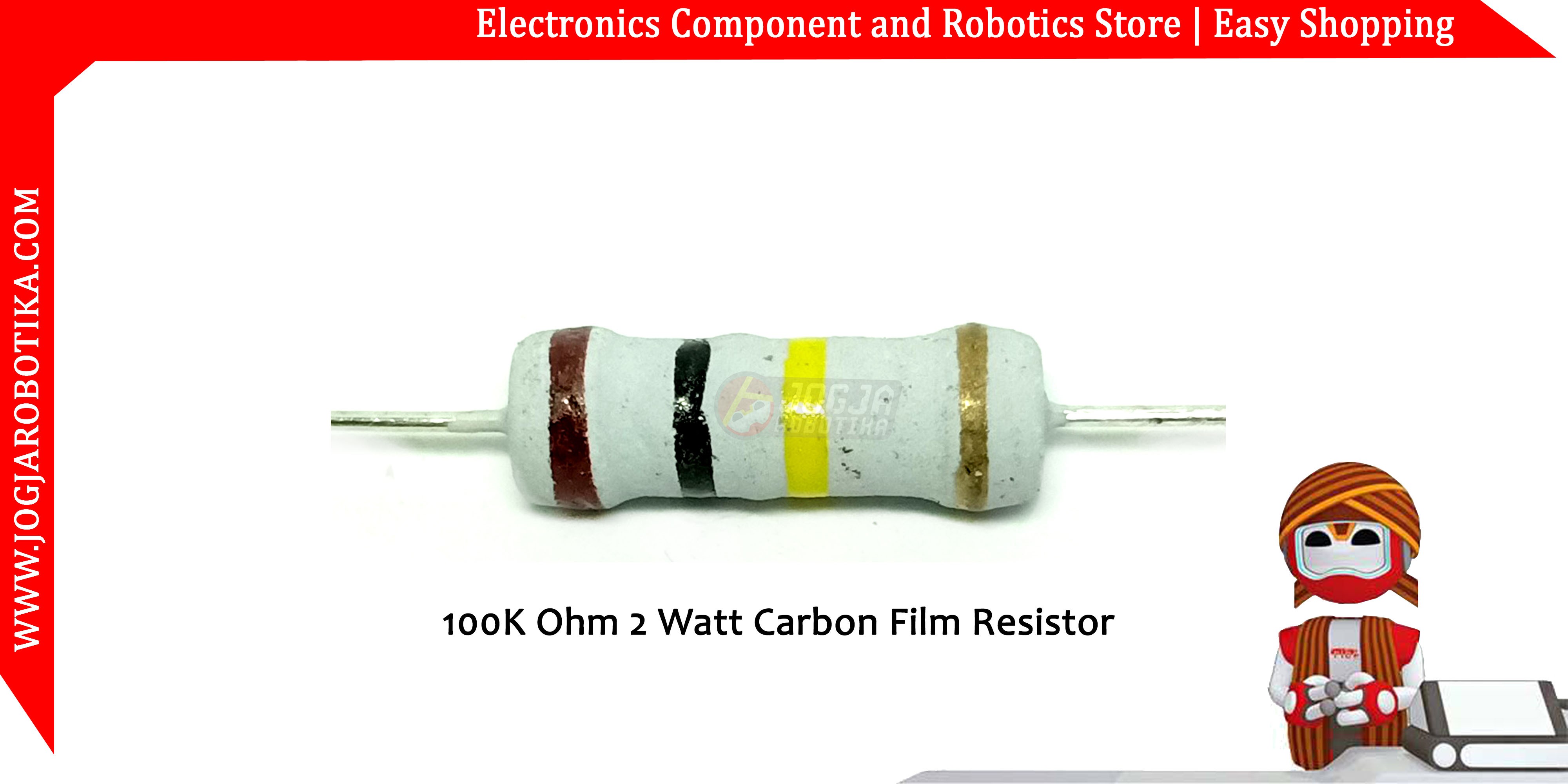 100K Ohm 2 Watt Carbon Film Resistor