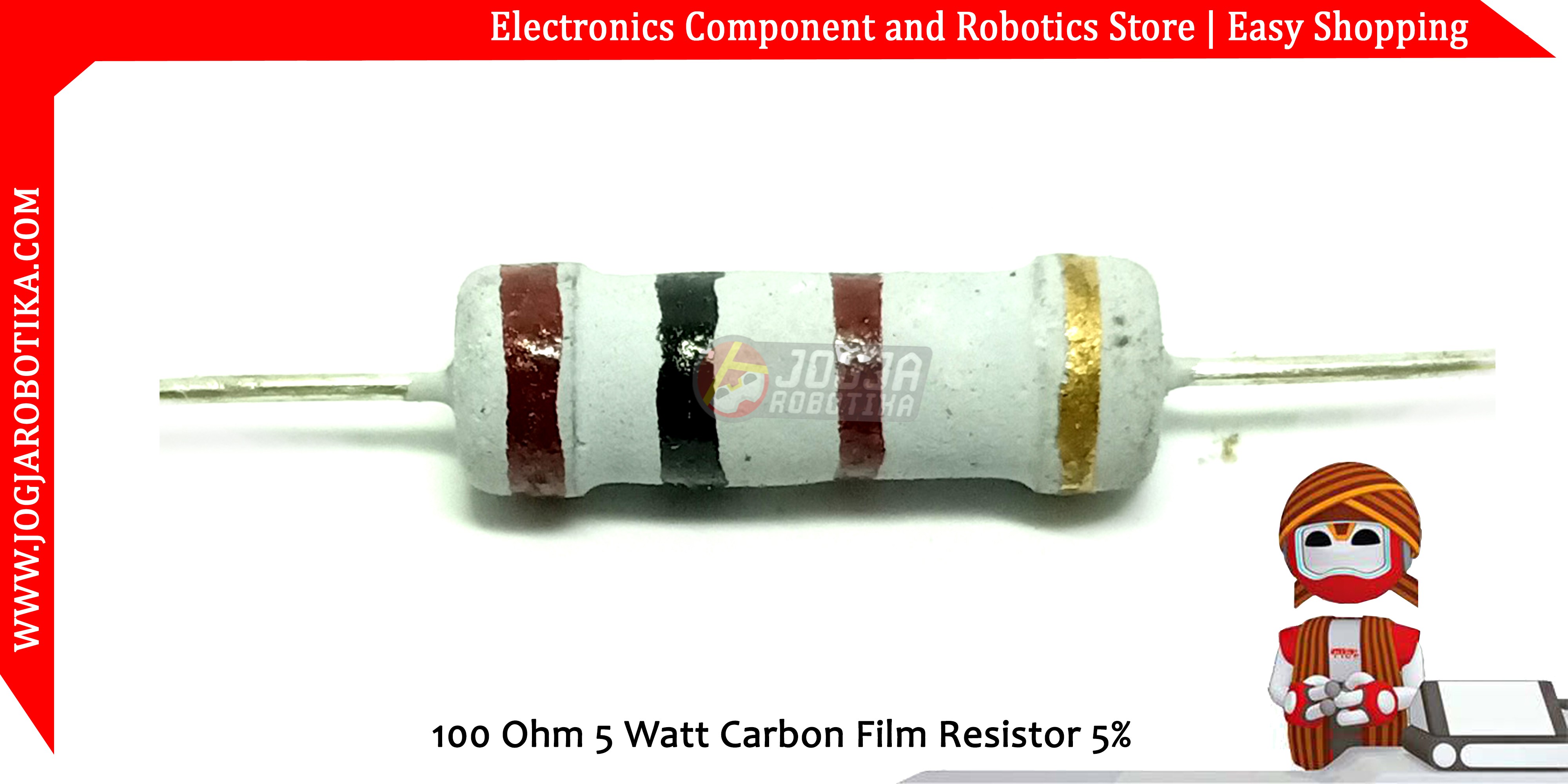 100 Ohm 5 Watt Carbon Film Resistor