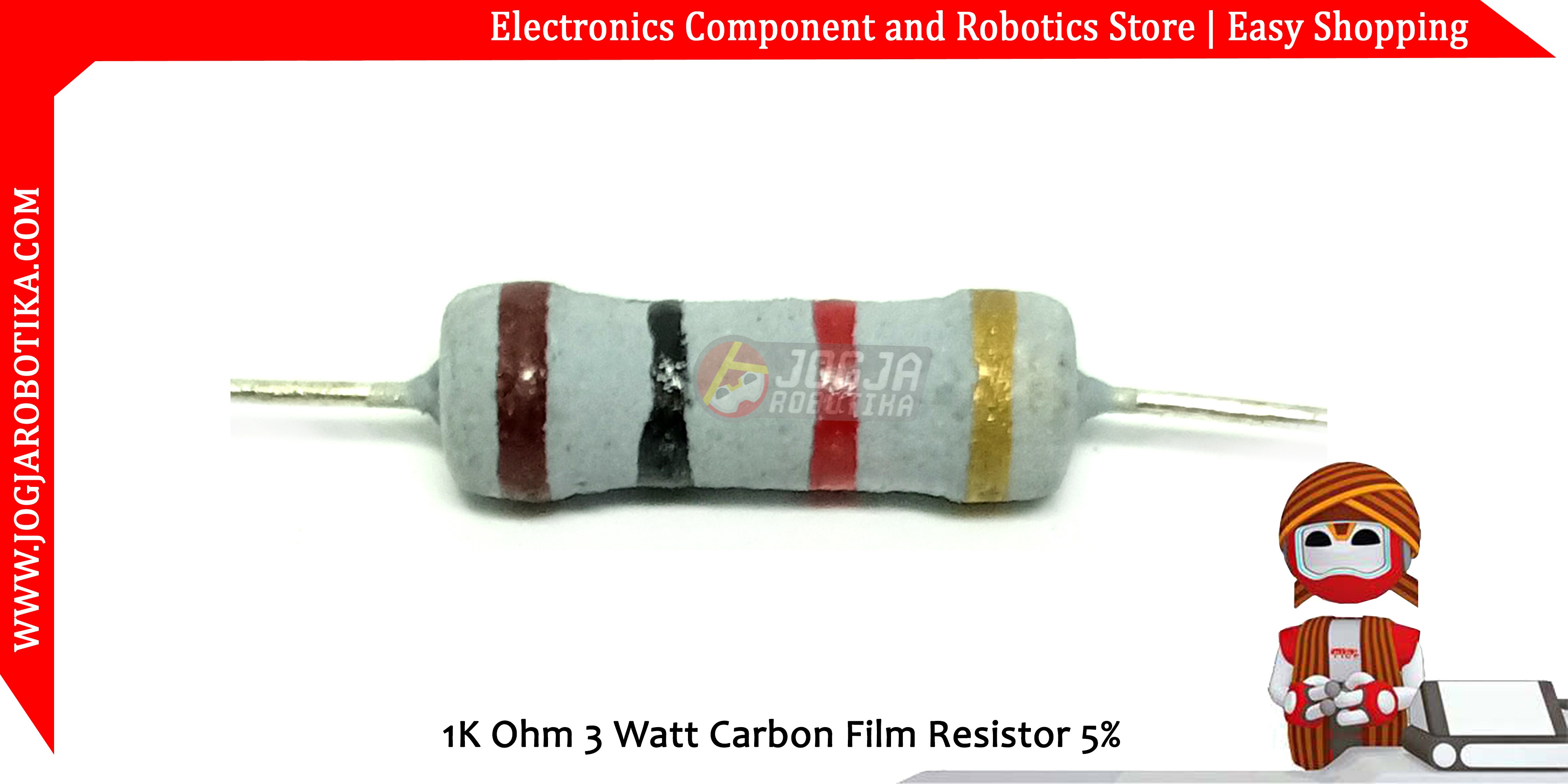 1K Ohm 3 Watt Carbon Film Resistor