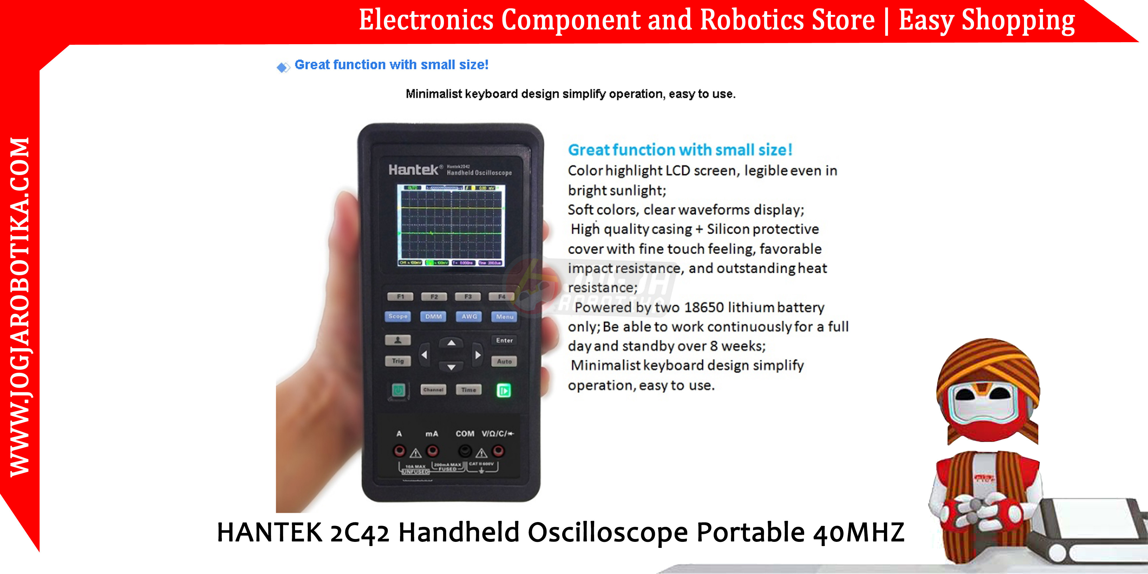 HANTEK 2C42 Handheld Oscilloscope Portable 40MHZ