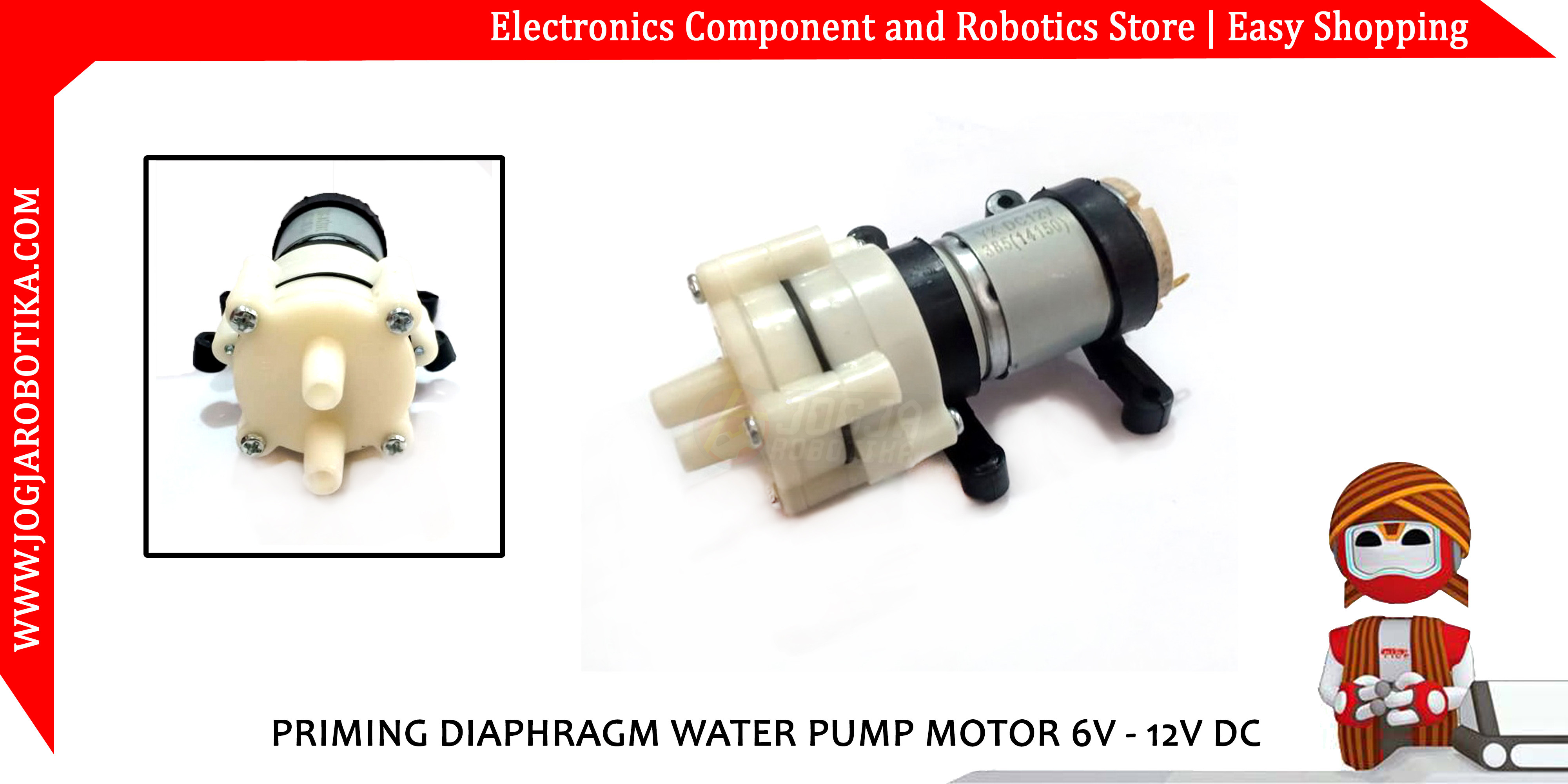 PRIMING DIAPHRAGM WATER PUMP MOTOR 6V - 12V DC