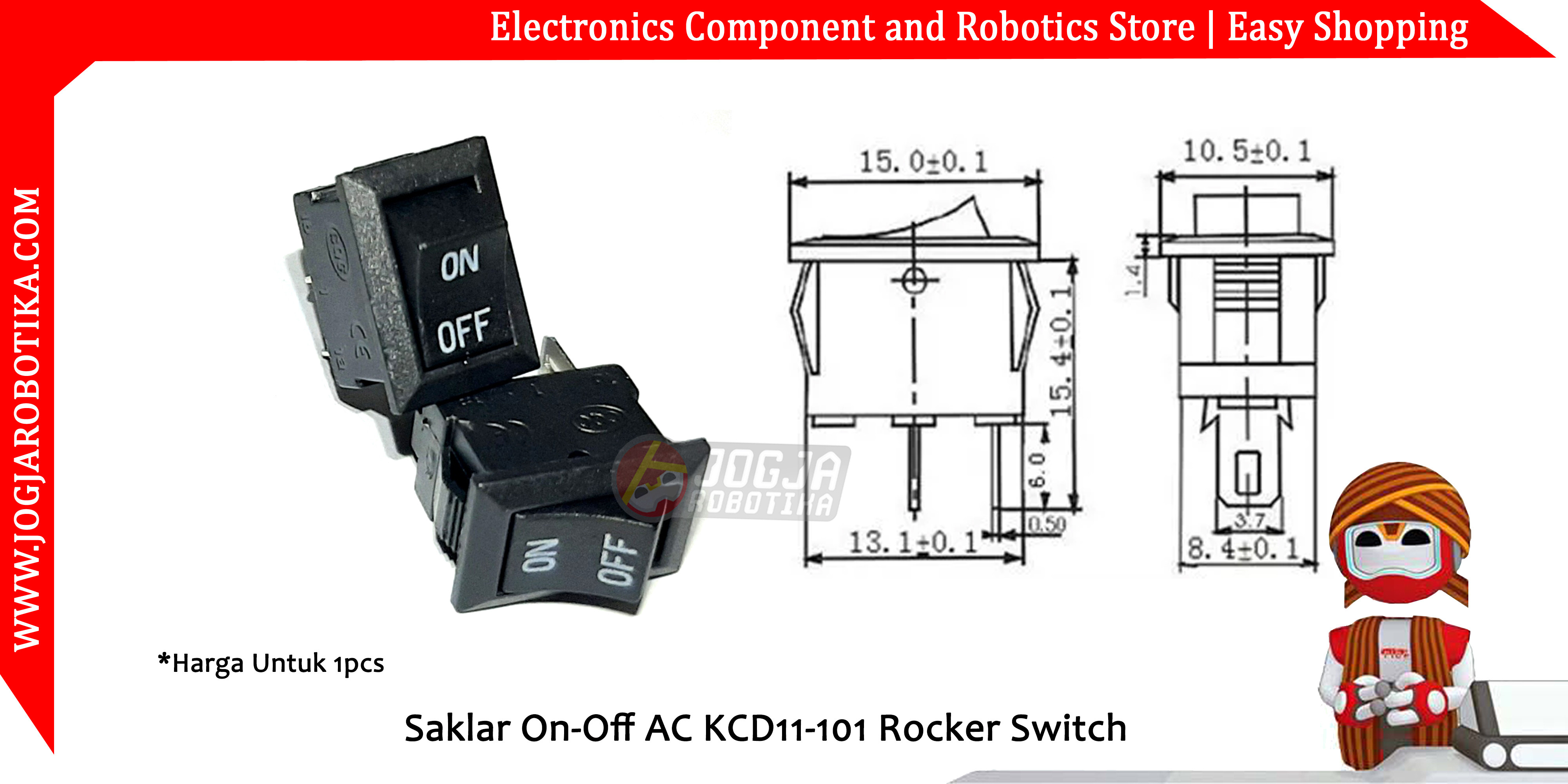 Saklar On-Off AC KCD11-101 Rocker Switch
