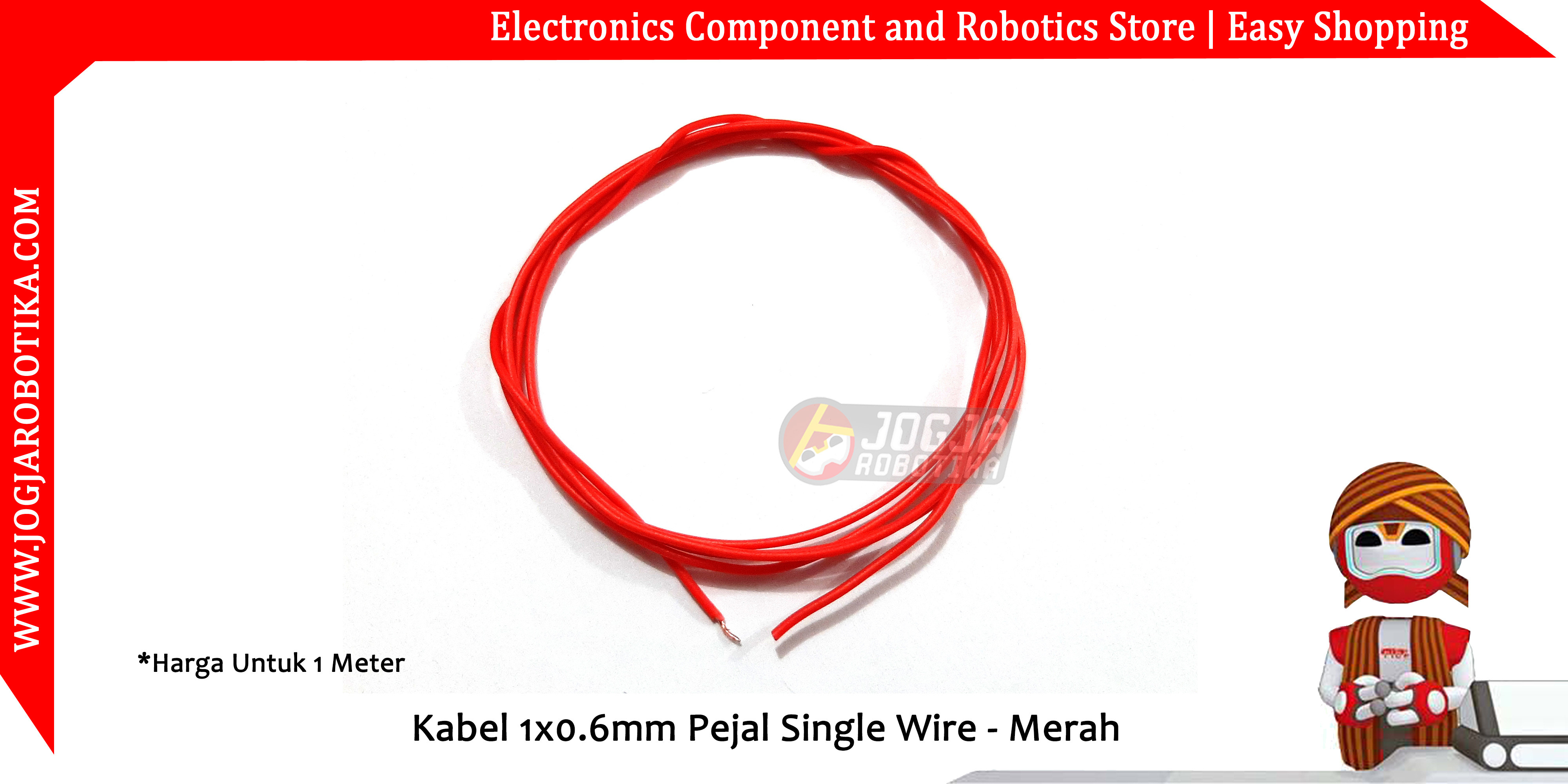 Kabel 1x0.6mm Pejal Single Wire - Merah