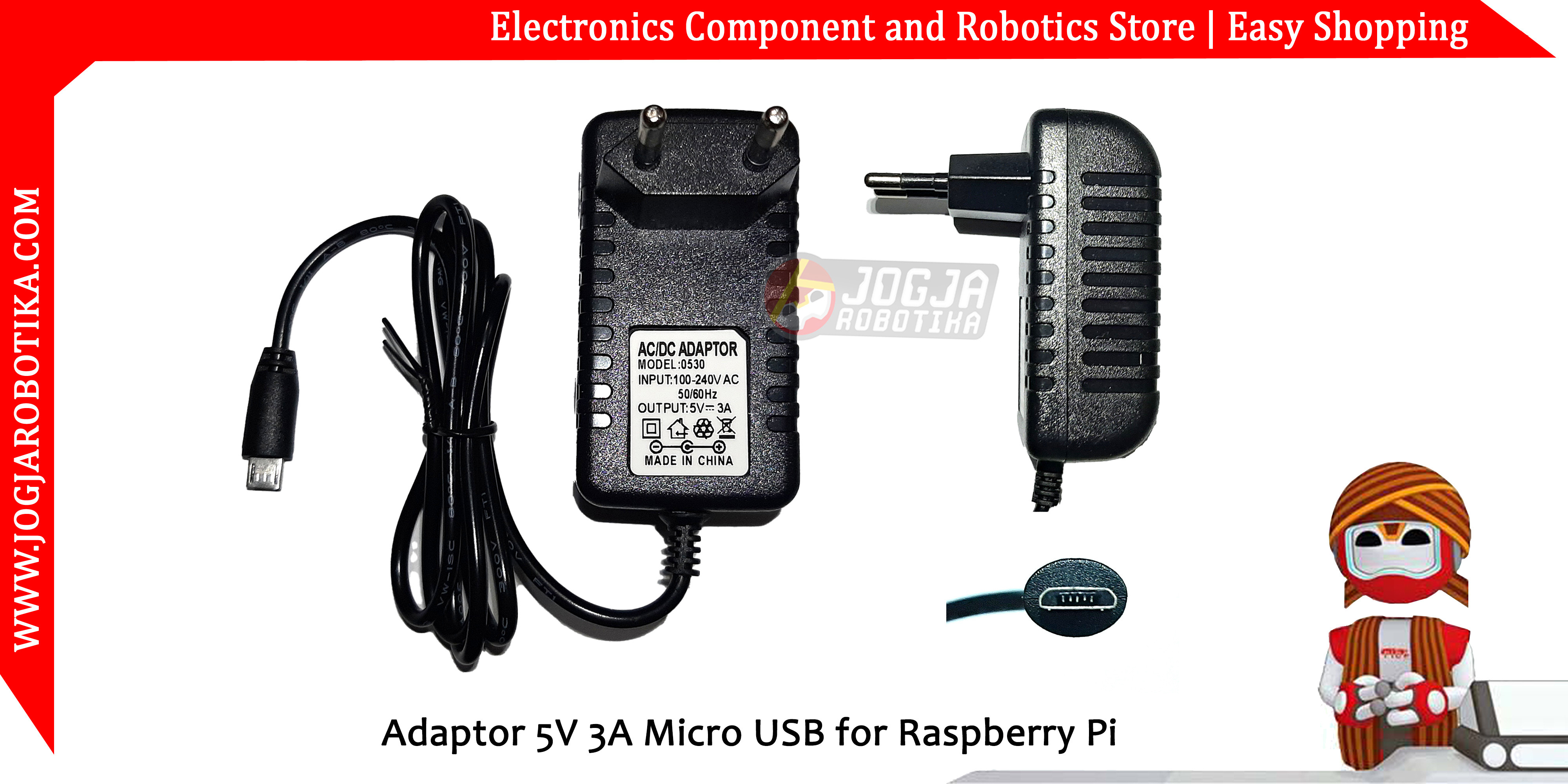Adaptor 5V 3A Micro USB for Raspberry Pi