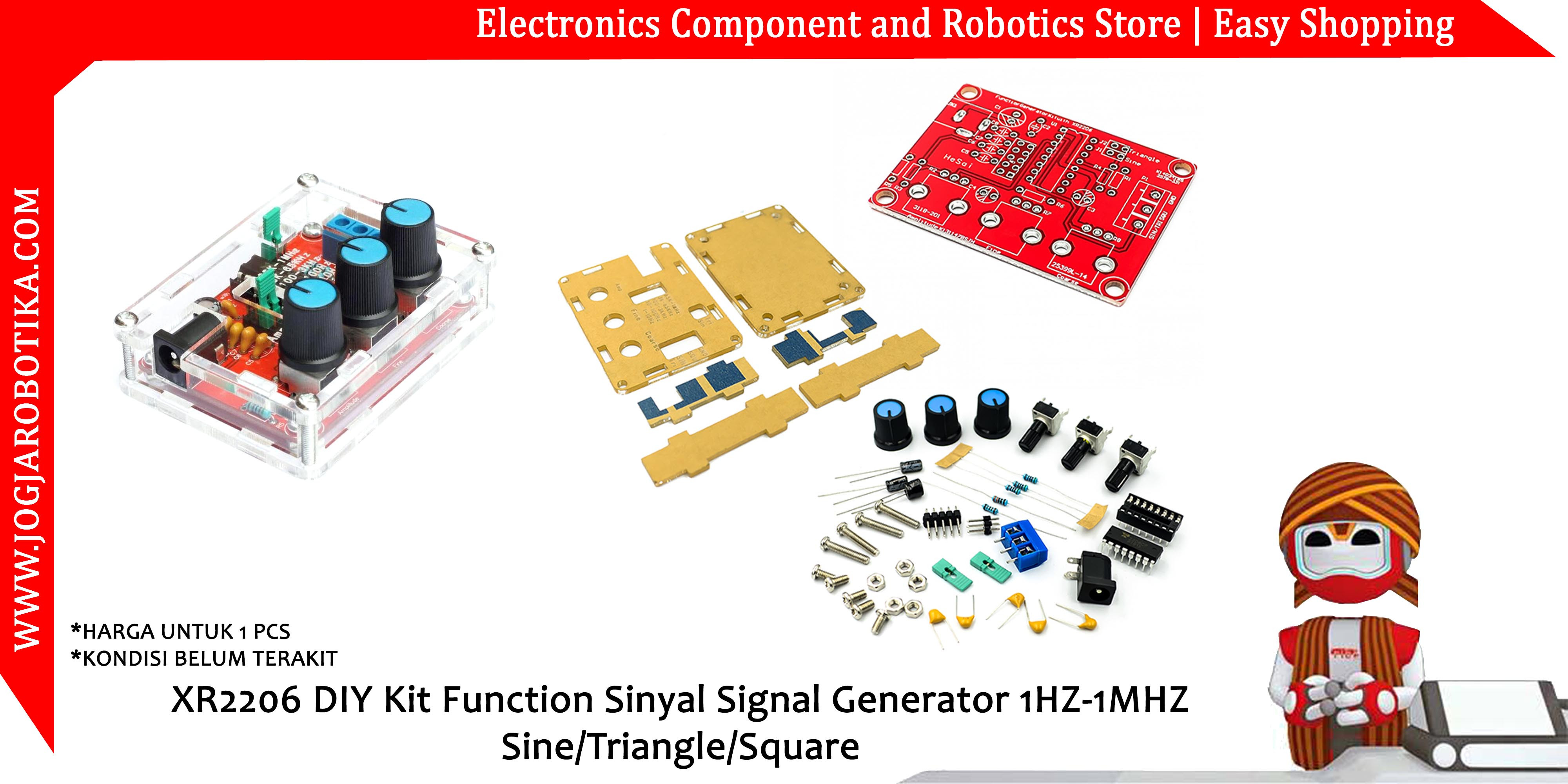 XR2206 DIY Kit Function Sinyal Signal Generator 1HZ-1MHZ Sine/Triangle/Square