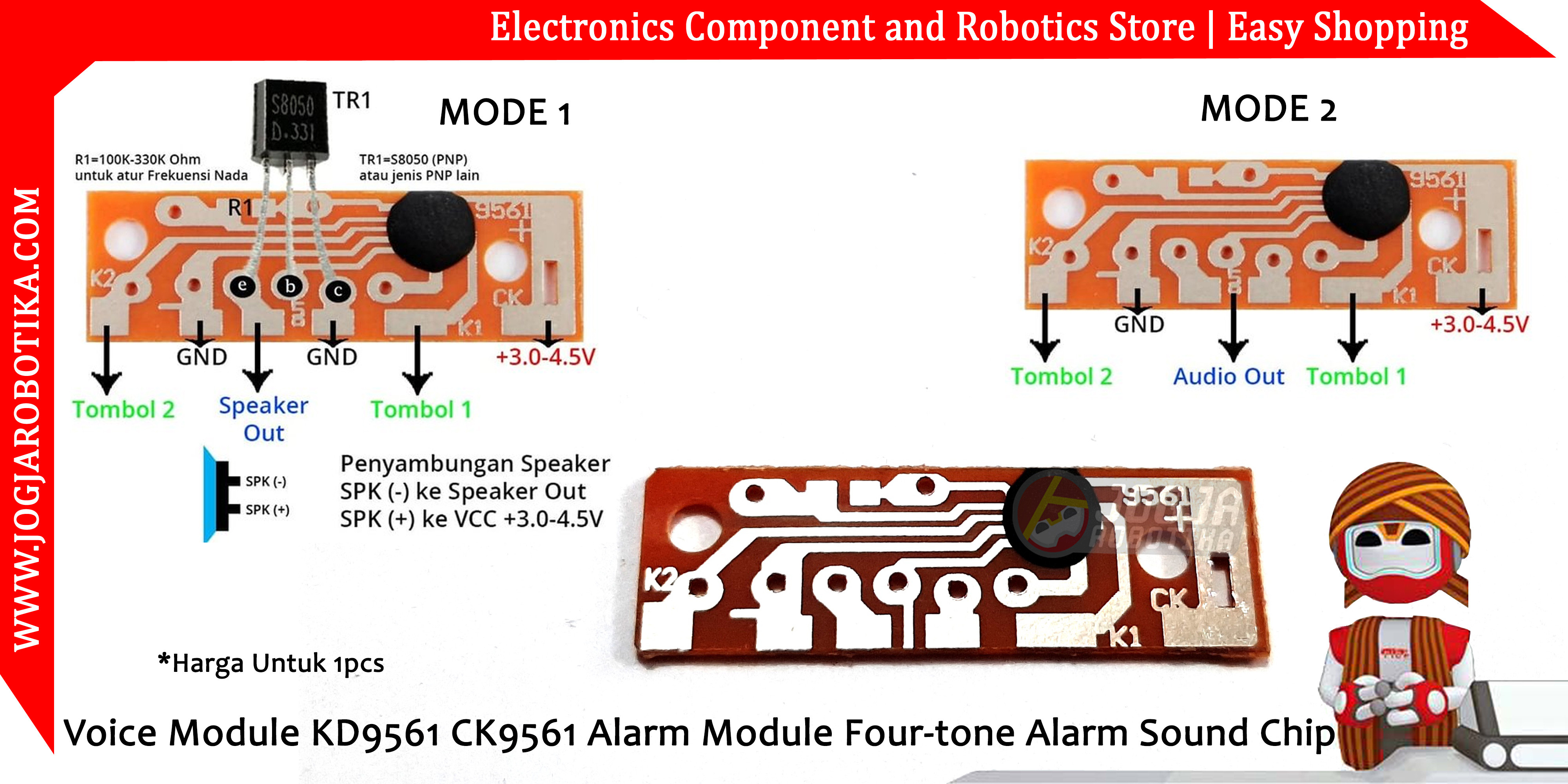 Voice Module KD9561 CK9561 Alarm Module Four-tone Alarm Sound Chip