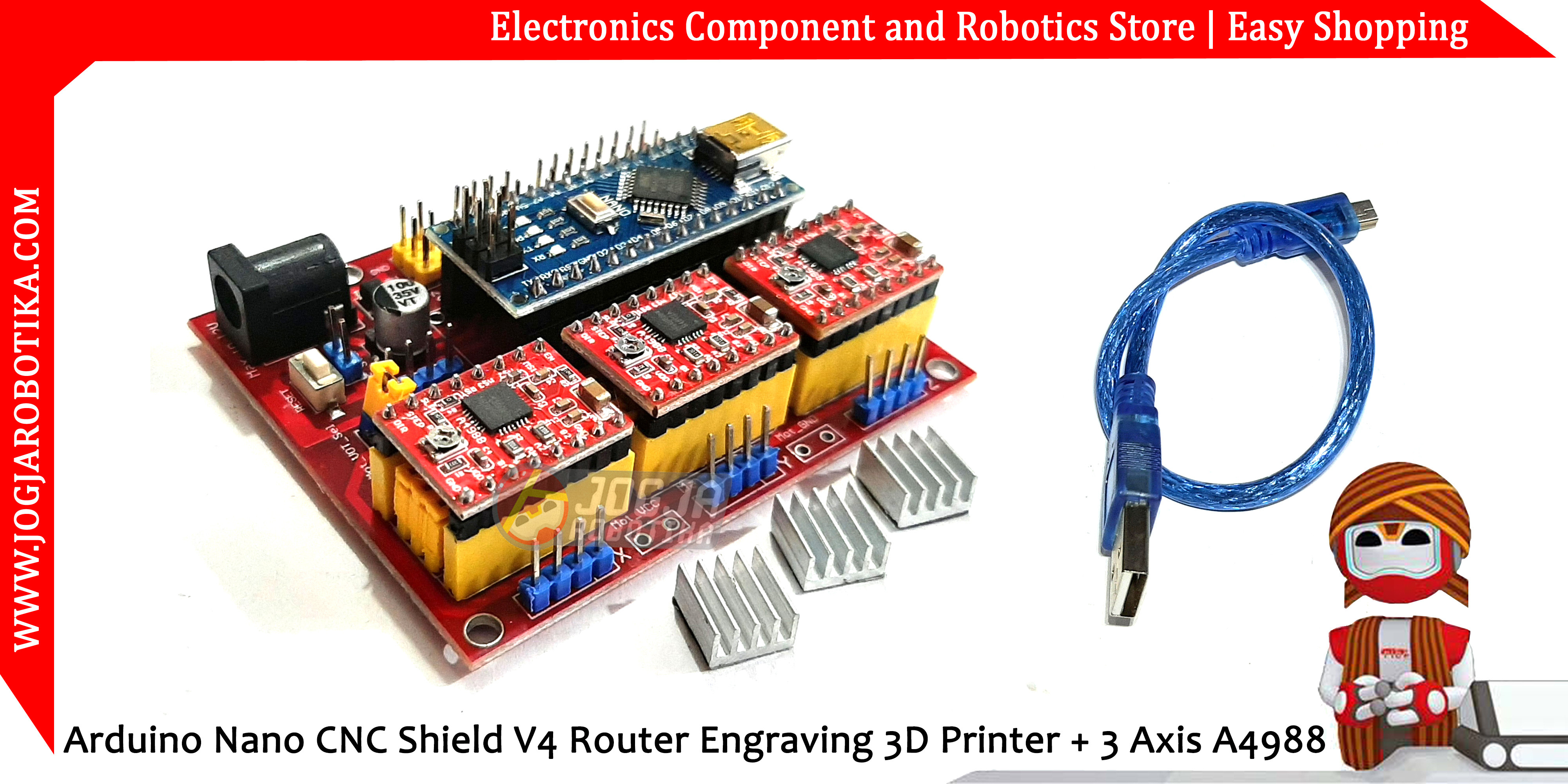 Arduino Nano CNC Shield V4 Router Engraving 3D Printer + 3 Axis A4988
