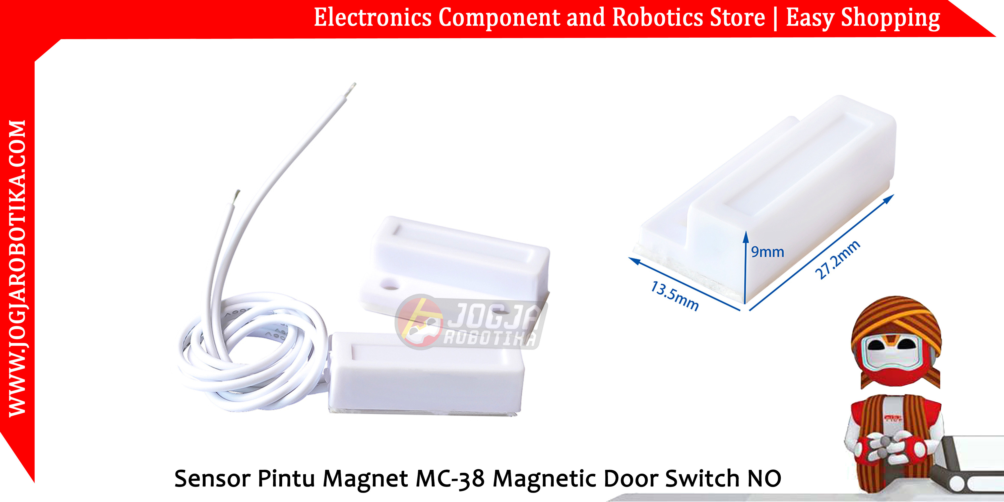 Sensor Pintu Magnet MC-38 MC-38A Magnetic Door Switch NO Normally Open
