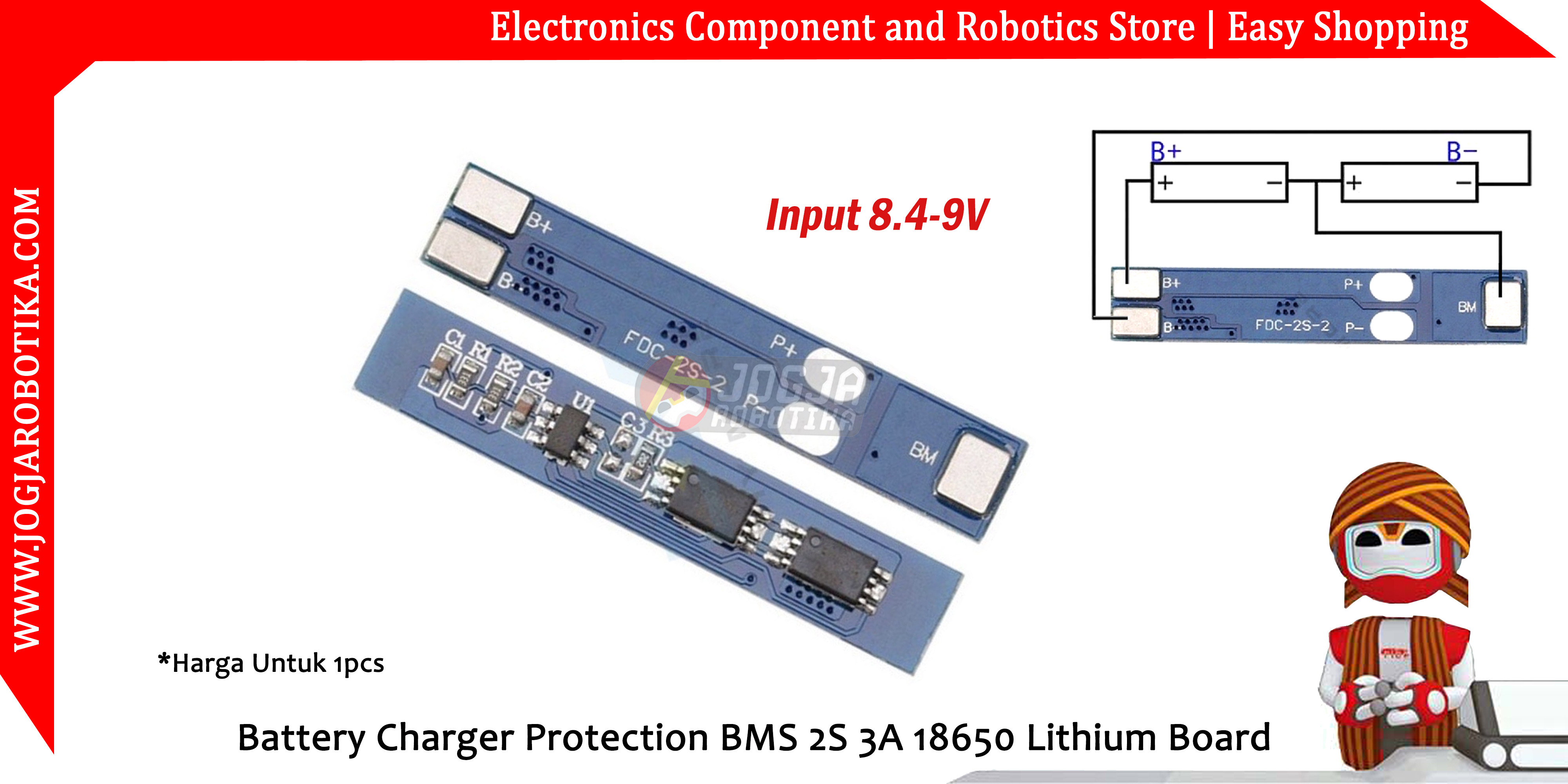 Battery Charger Protection BMS 2S 3A 18650 Lithium Board