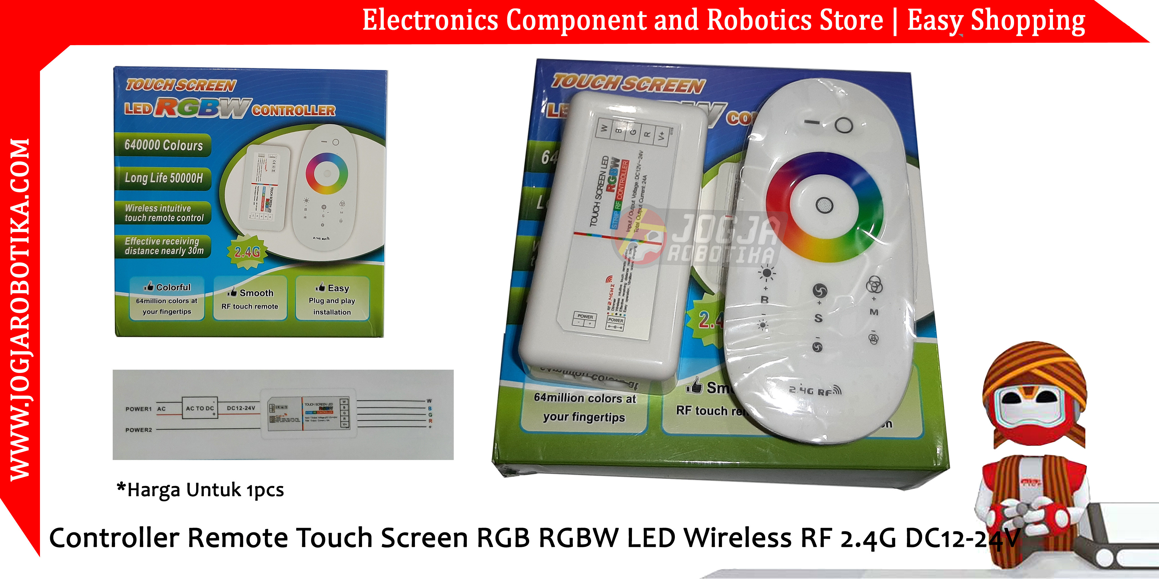 Controller Remote Touch Screen RGB RGBW LED Wireless RF 2.4G DC12-24V