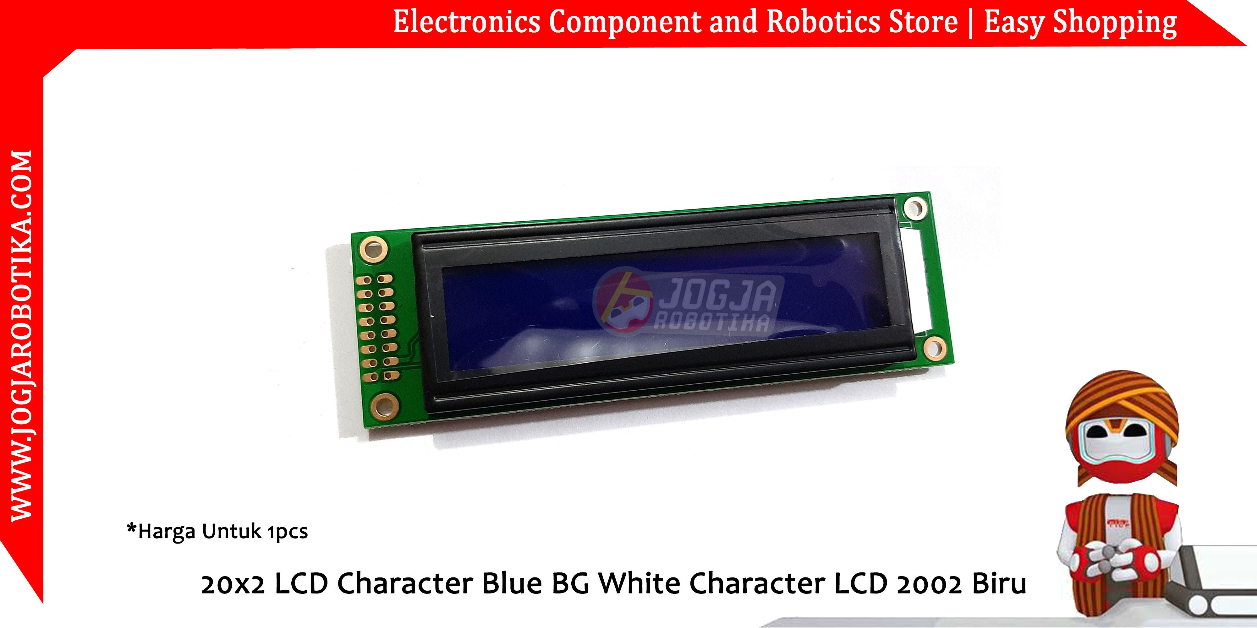 20x2 LCD Character Blue BG White Character
