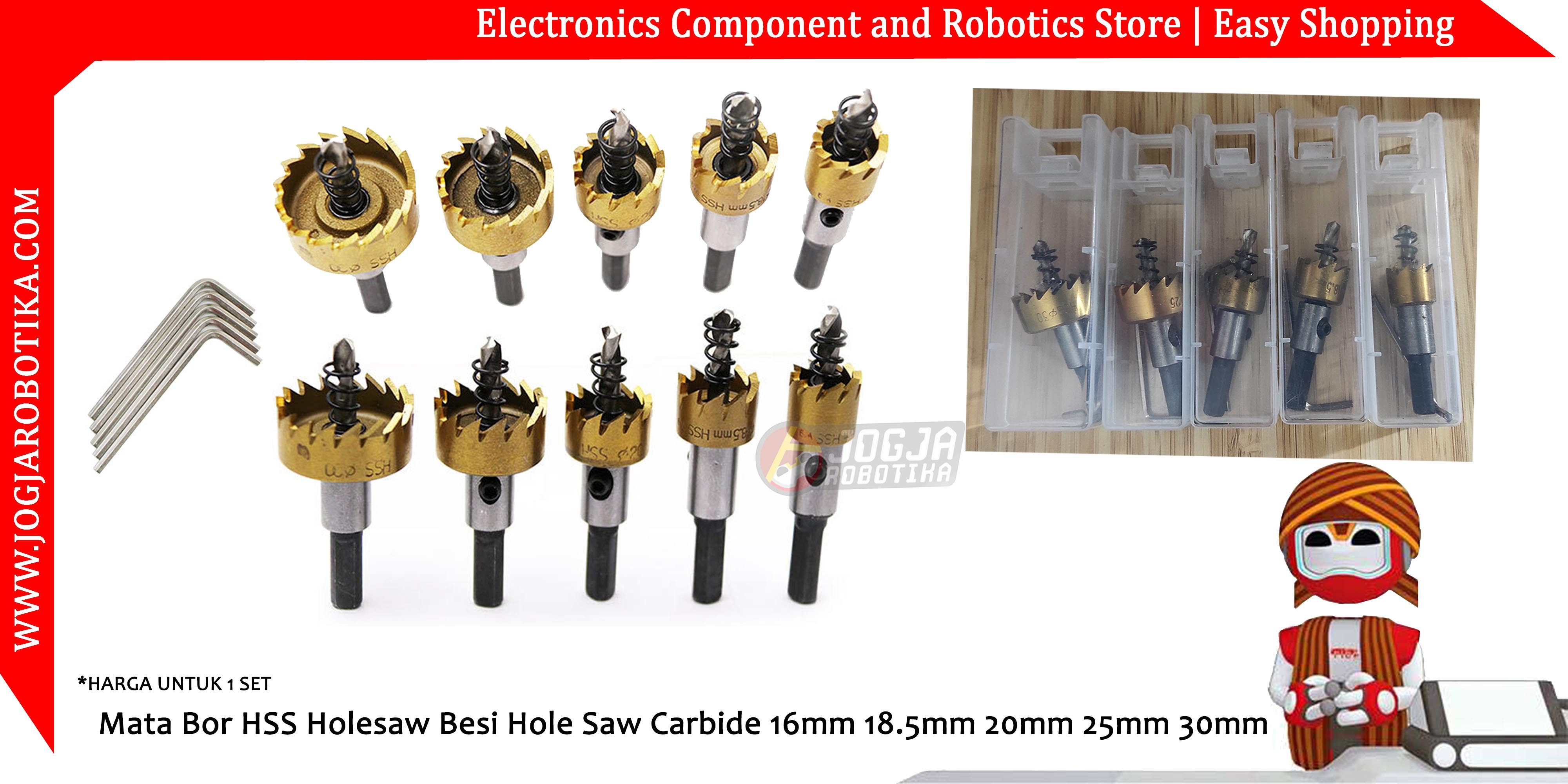 Mata Bor HSS Holesaw Besi Hole Saw Carbide 16mm 18.5mm 20mm 25mm 30mm