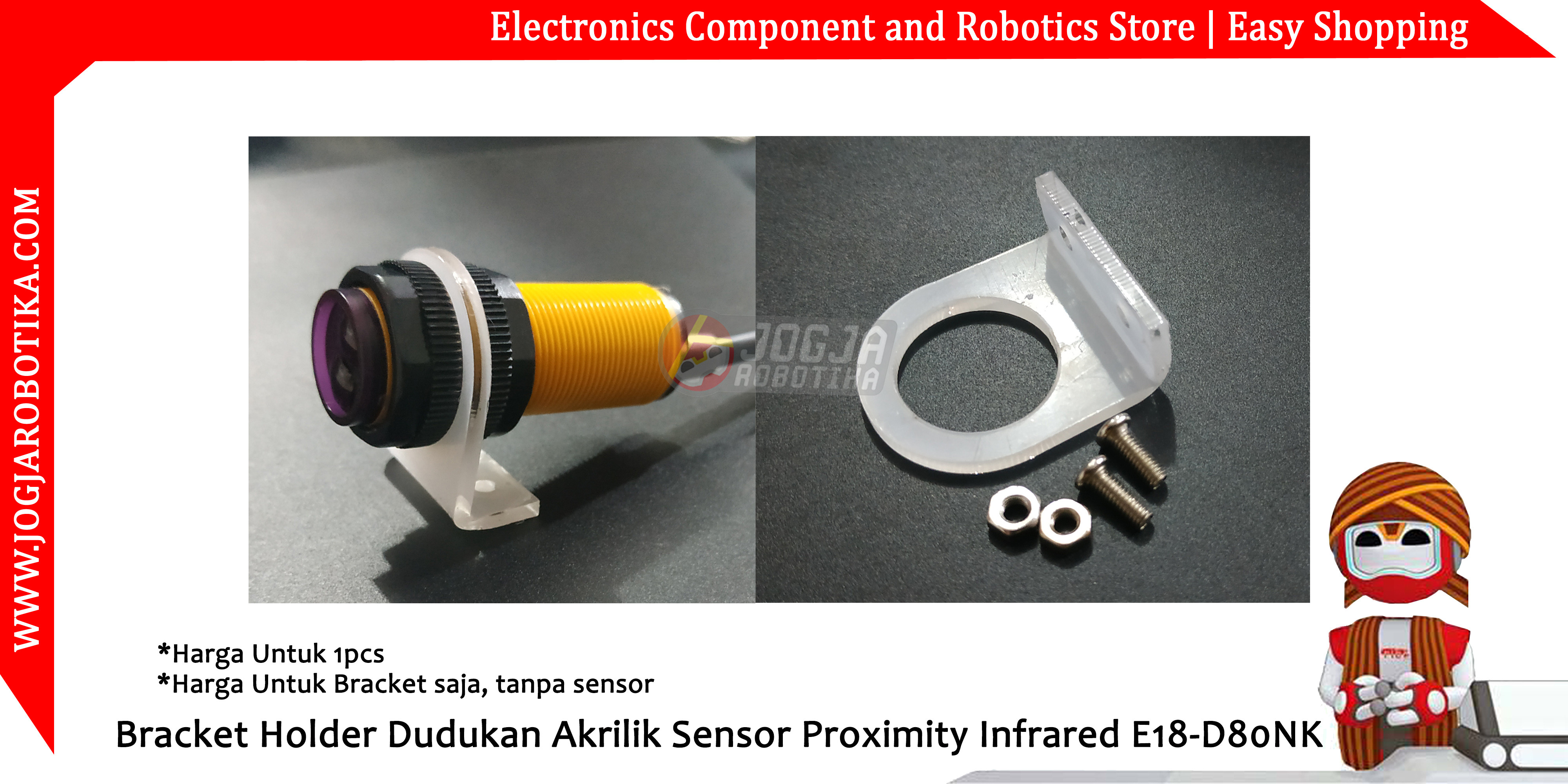 Bracket Holder Dudukan Akrilik Sensor Proximity Infrared E18-D80NK