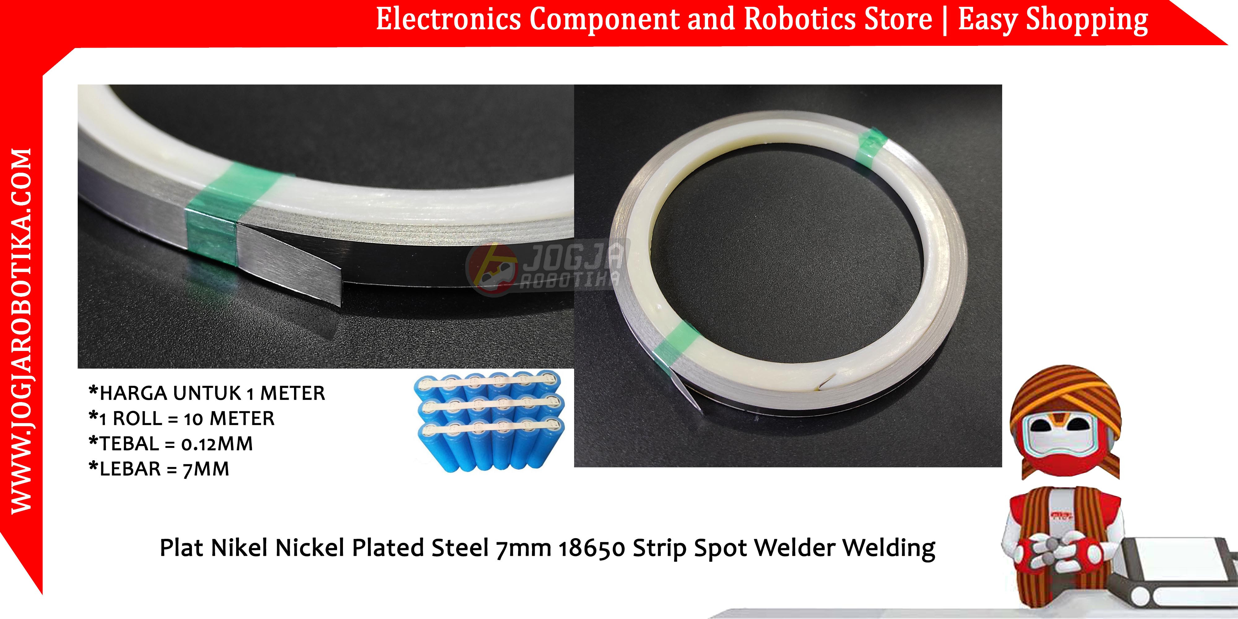 Plat Nikel Nickel Plated Steel 7mm 18650 Strip Spot Welder Welding 1M