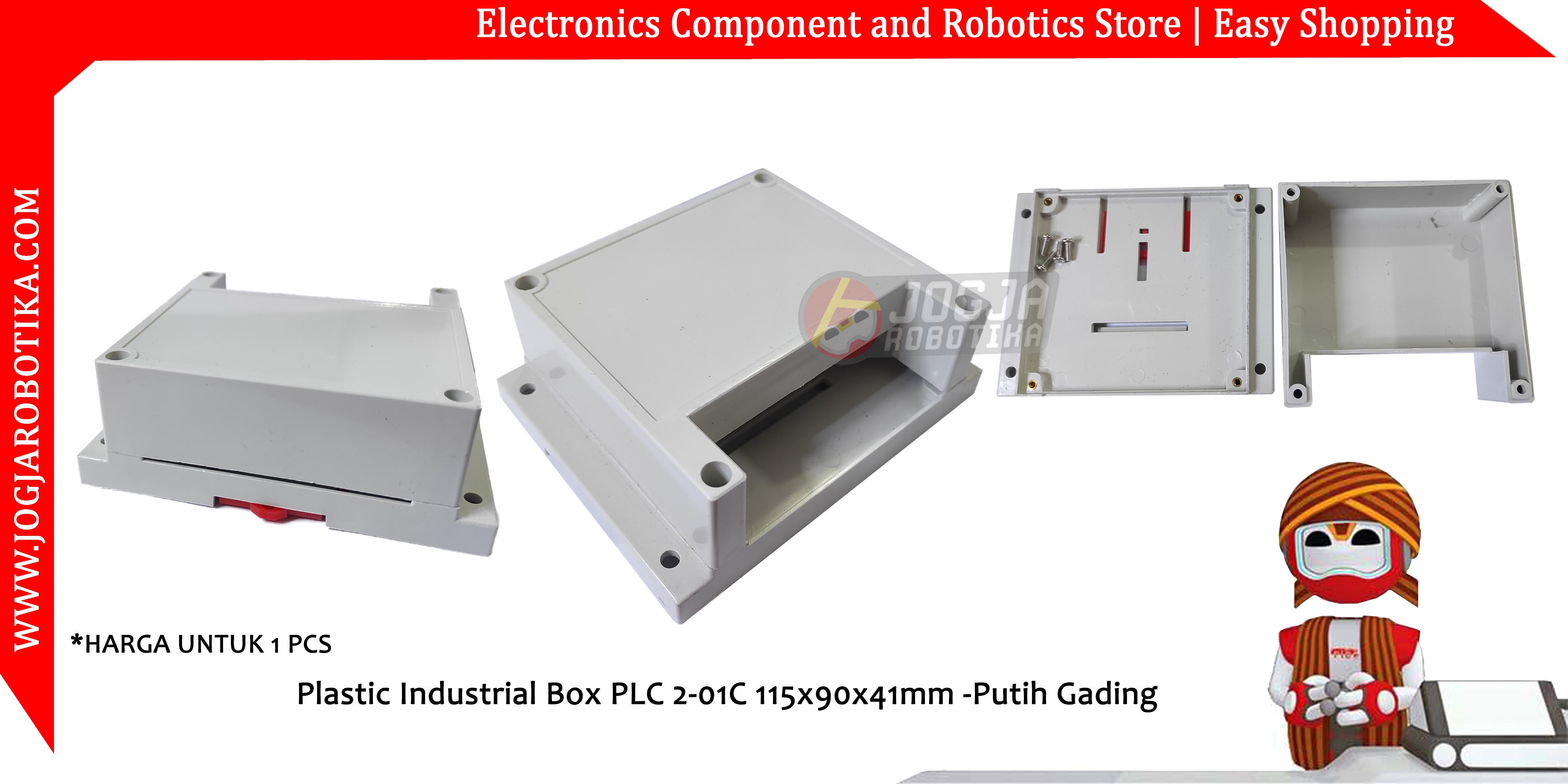 Plastic Industrial Box PLC 2-01C 115x90x41mm -Putih Gading