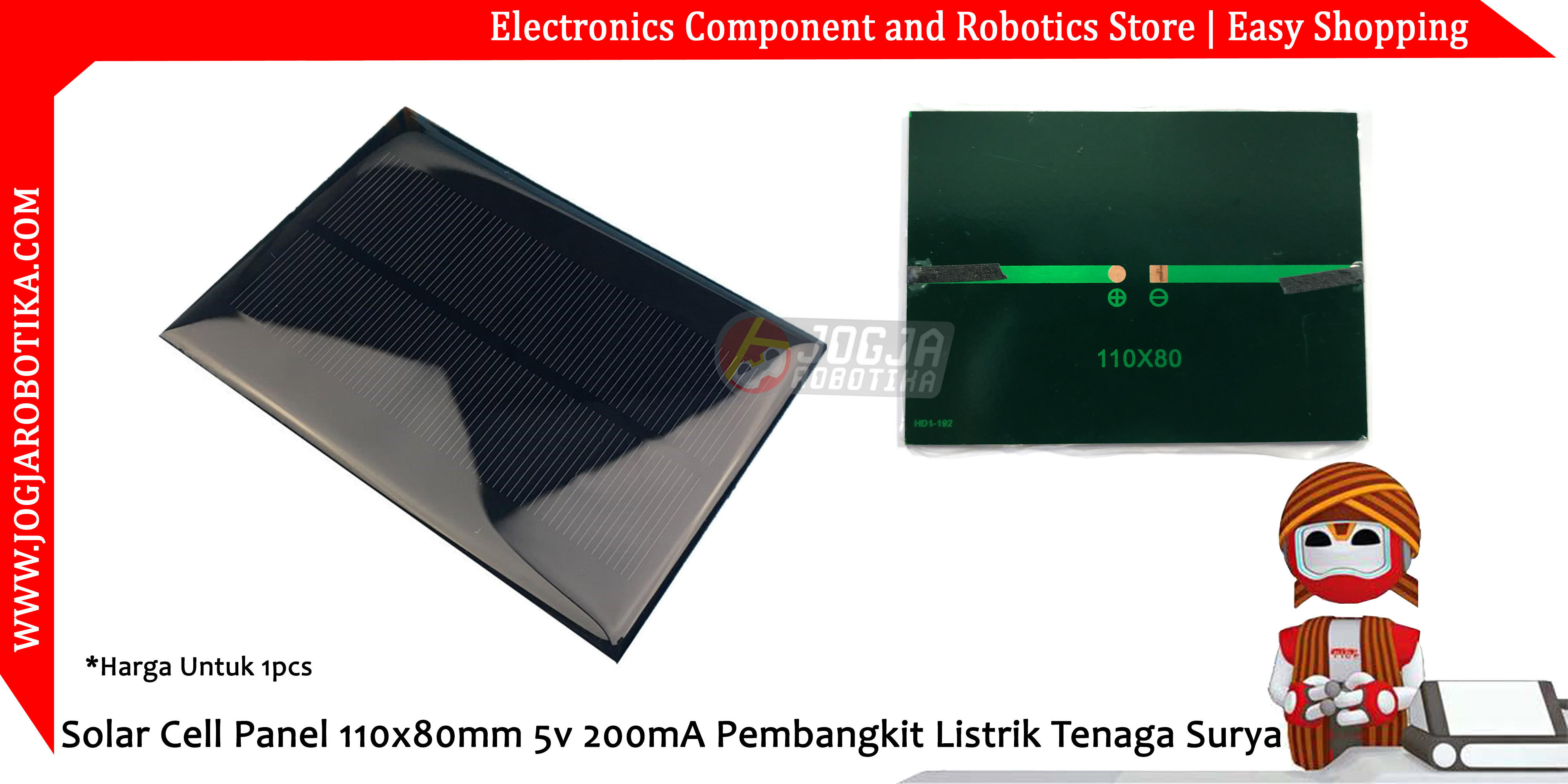 Solar Cell Panel 110x80mm 5v 200mA Pembangkit Listrik Tenaga Surya