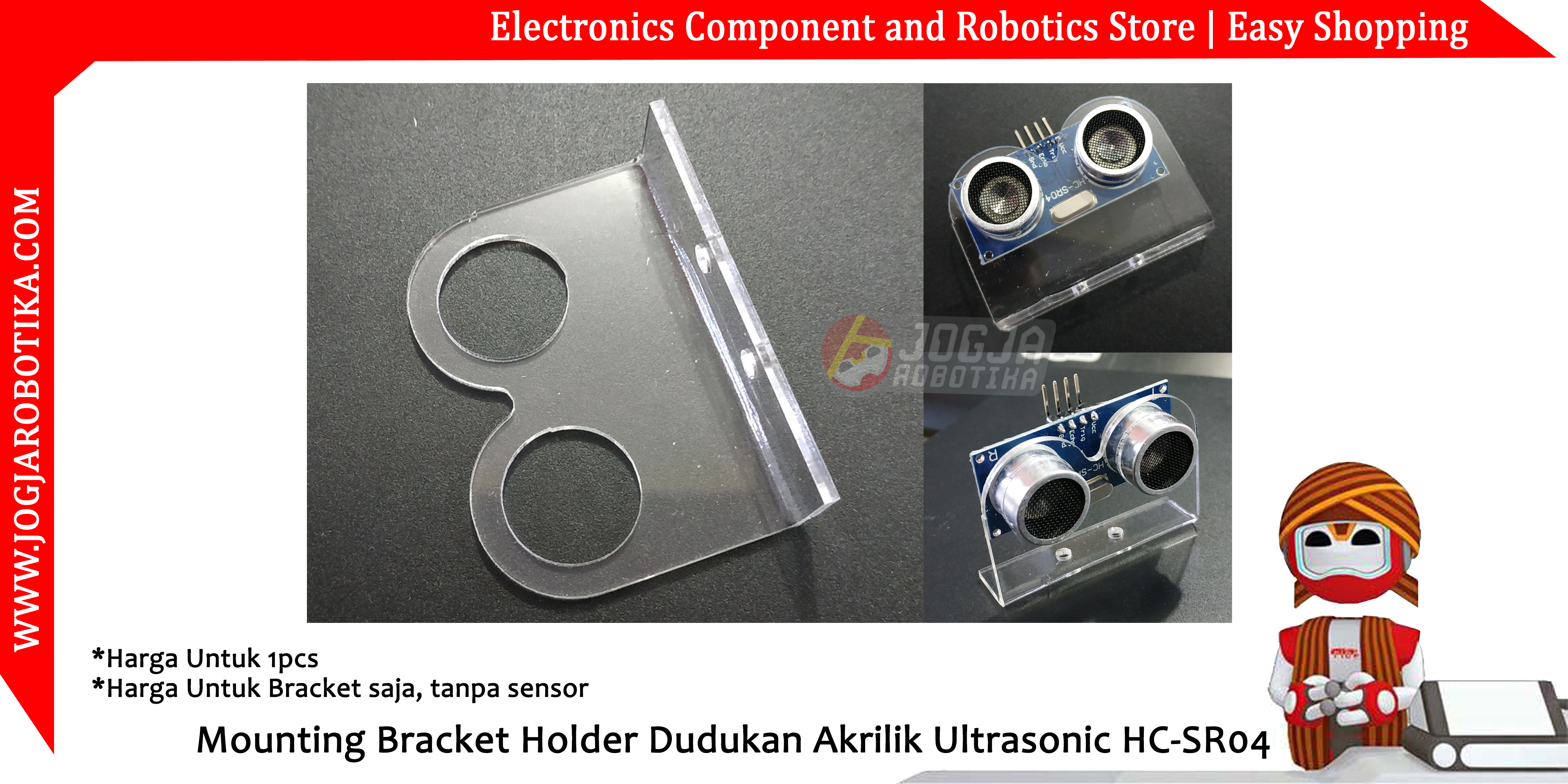 Mounting Bracket Holder Dudukan Akrilik Ultrasonic HC-SR04