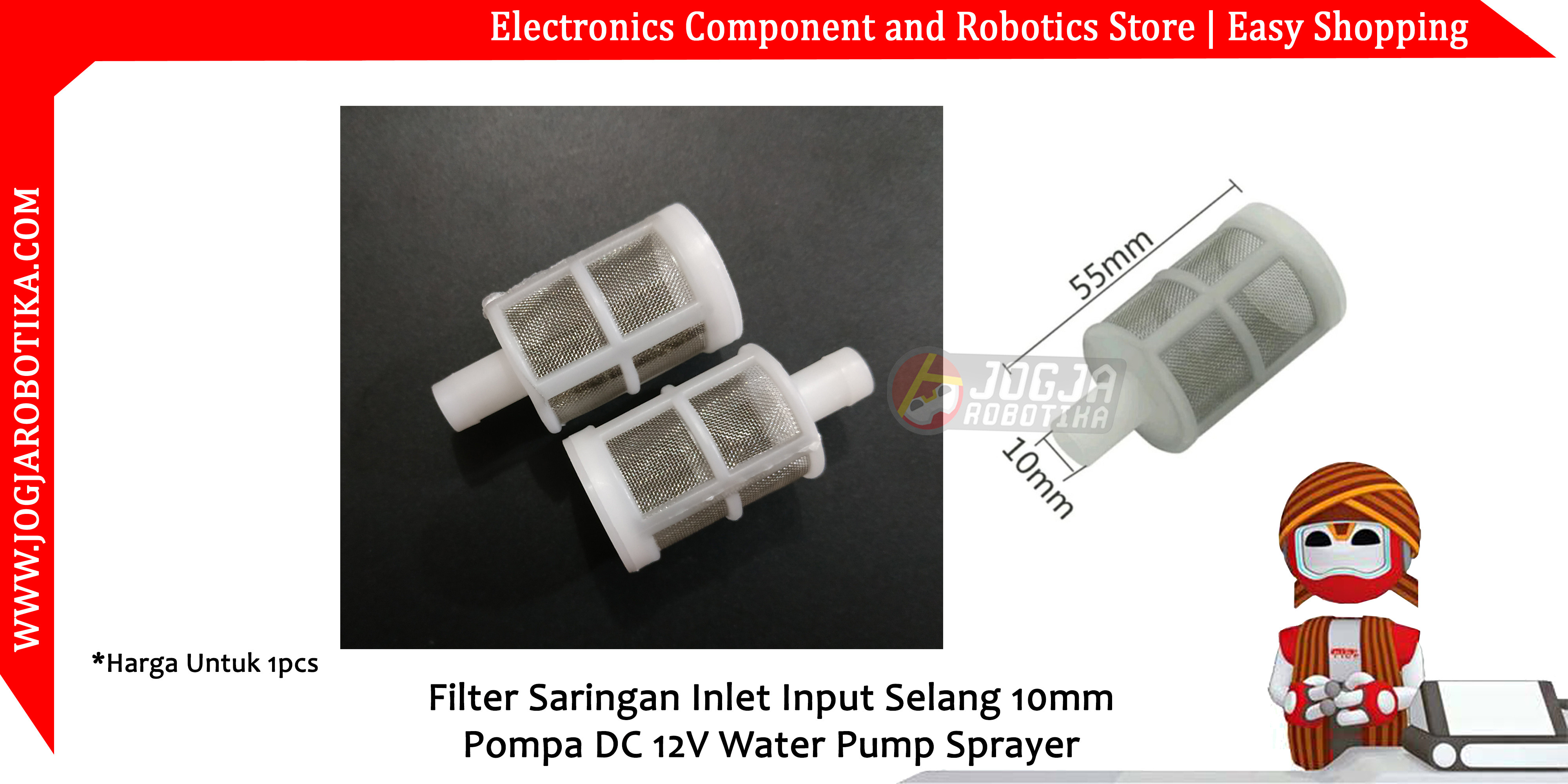 Filter Saringan Inlet Input Selang 10mm Pompa DC 12V Water Pump Sprayer