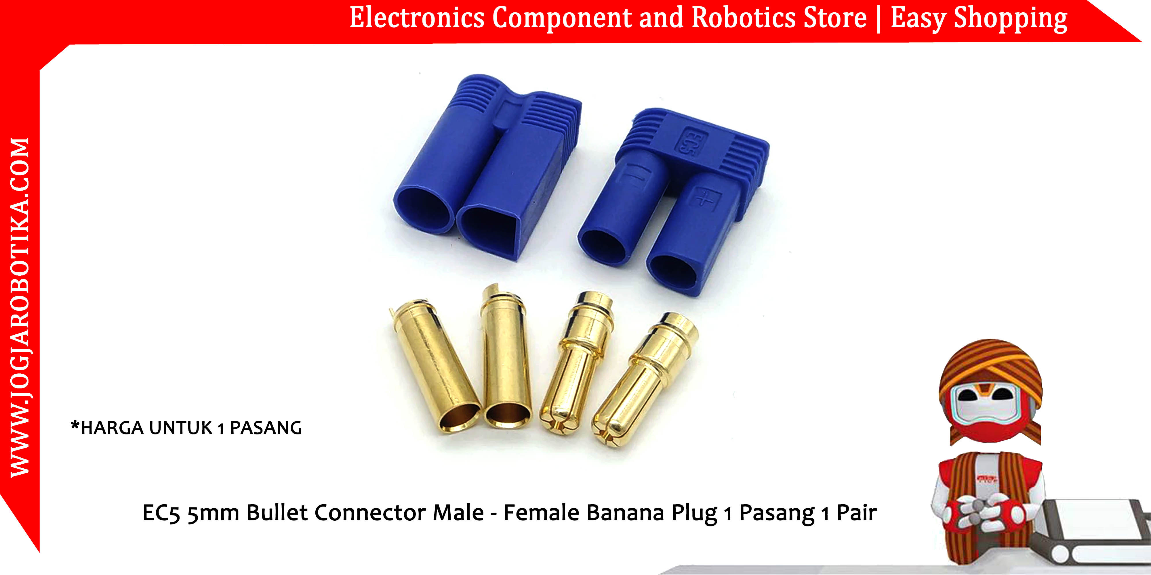 EC5 5mm Bullet Connector Male - Female Banana Plug 1 Pasang 1 Pair