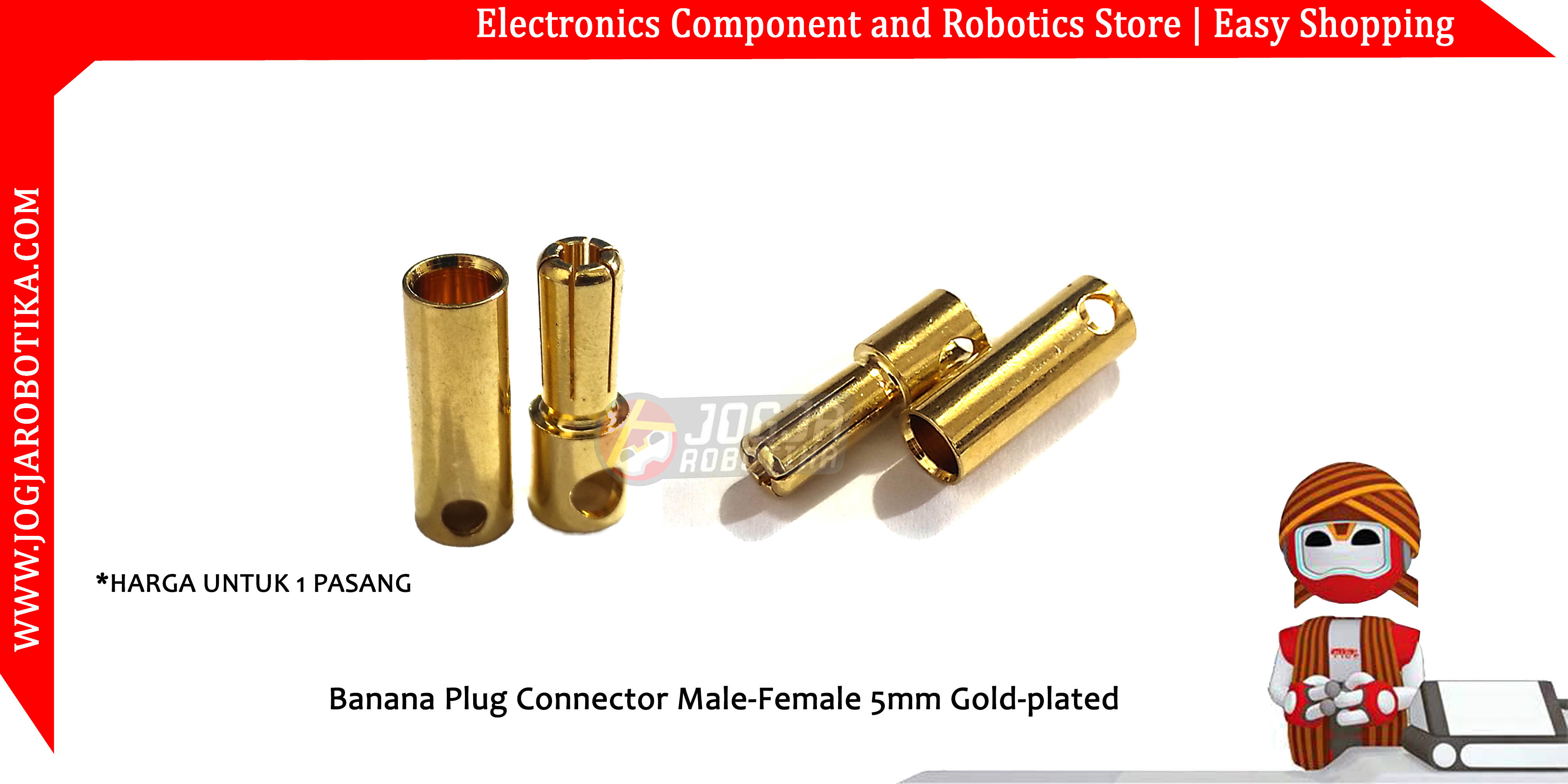 Banana Plug Bullet Connector Male-Female 5mm Gold-plated
