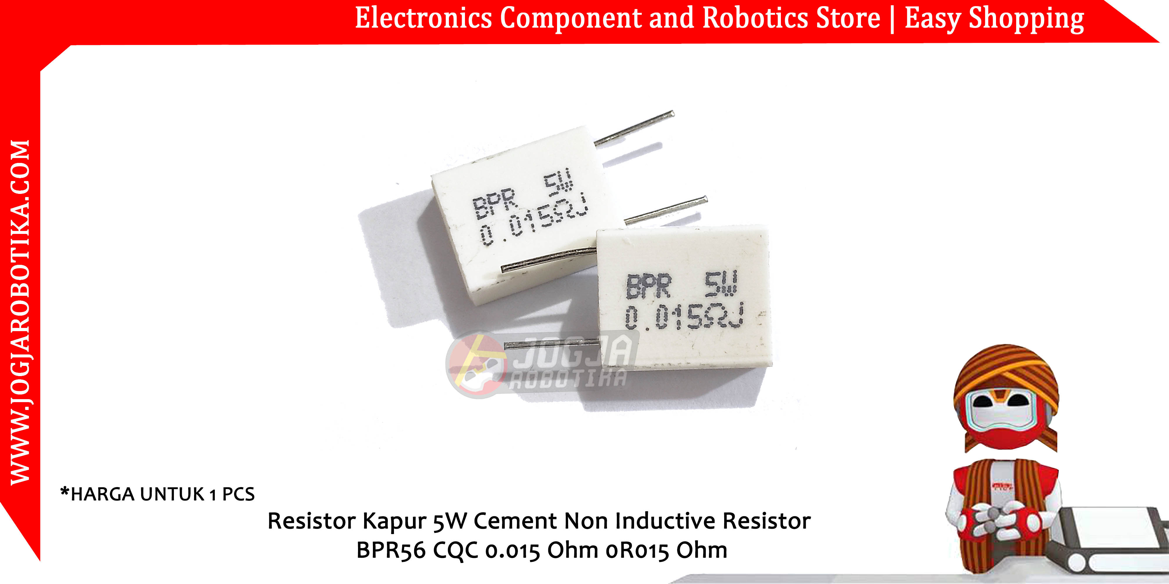 Resistor Kapur 5W Cement Non Inductive Resistor BPR56 CQC 0.015 Ohm 0R015 Ohm
