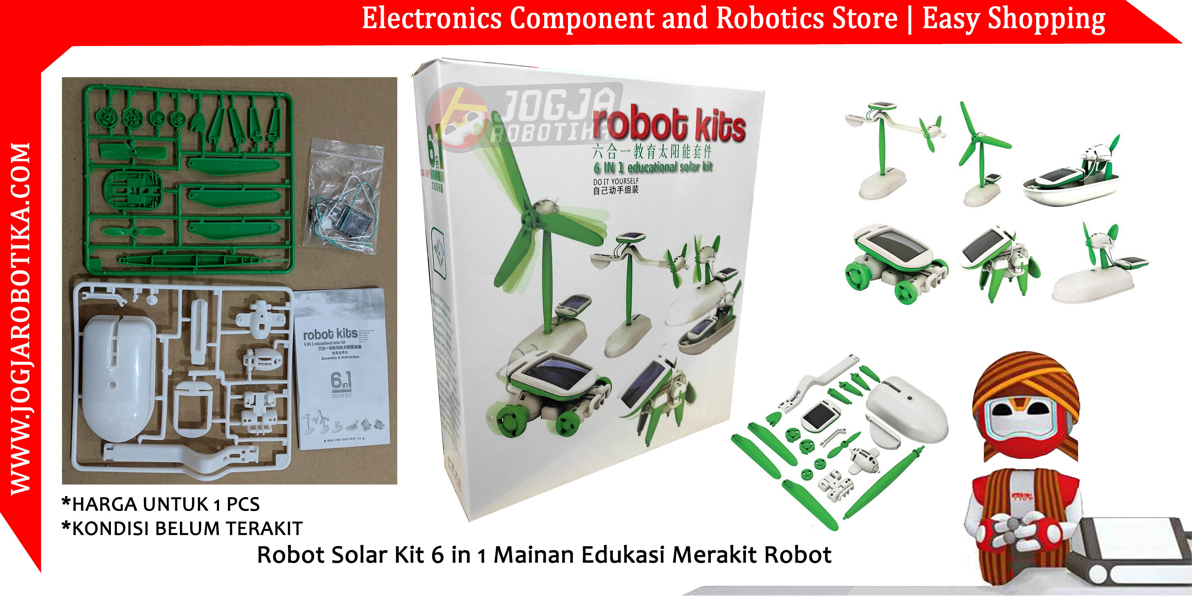 Robot Solar Kit 6 in 1 Mainan Edukasi Merakit Robot