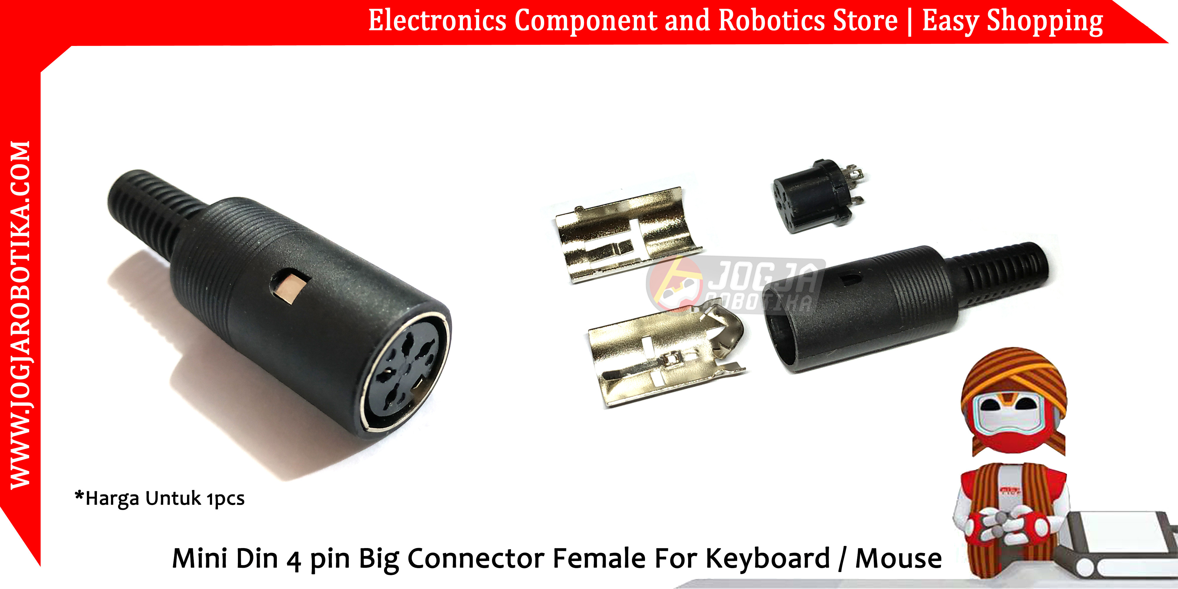 Mini Din 4 pin Big Connector Female For Keyboard / Mouse
