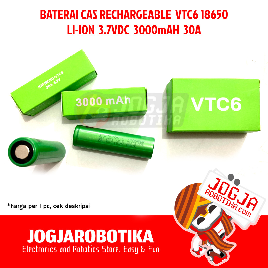 BATERAI CAS RECHARGEABLE LI-ION 18650 VTC6 3.7V 3000MAH 30A